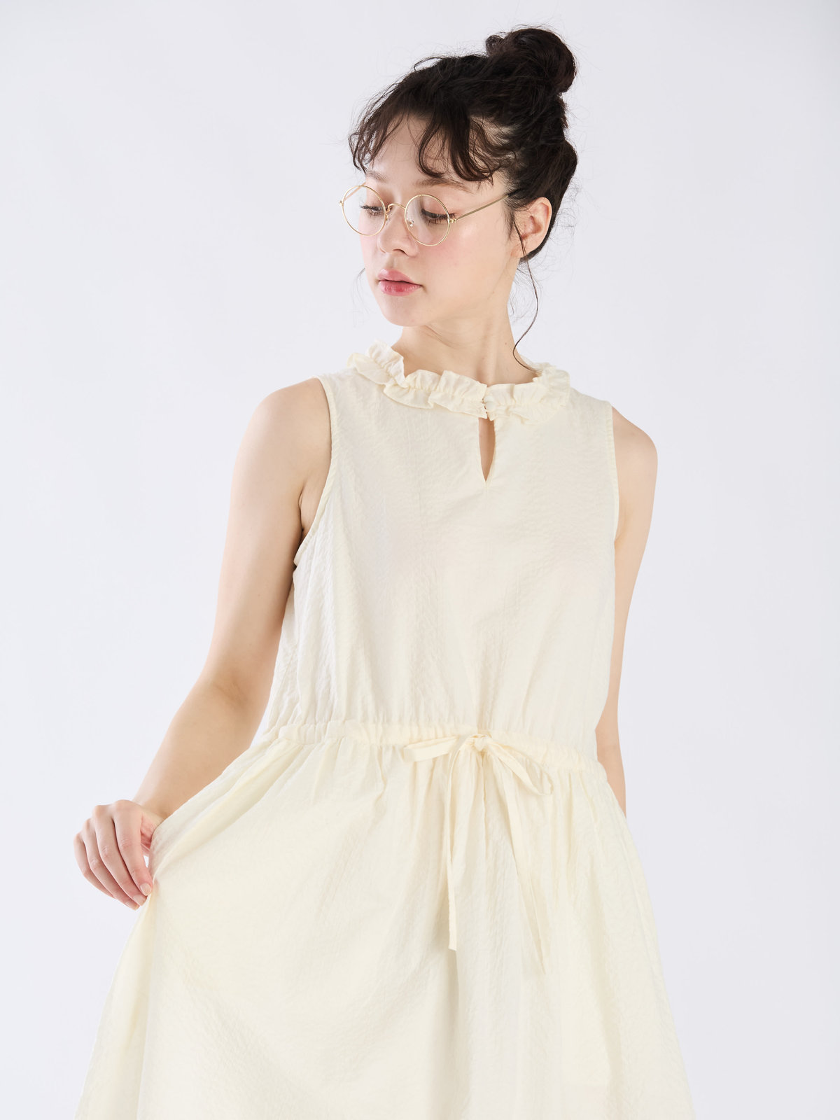 To b. by agnès b. 【Outlet】ポコポココットンドレス ホワイト