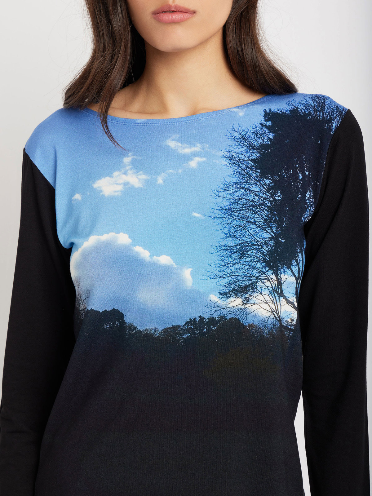 FEMME ウィメンズ フォトプリント コットン 長袖 Tシャツ ”Ciel Bleu” マルチ