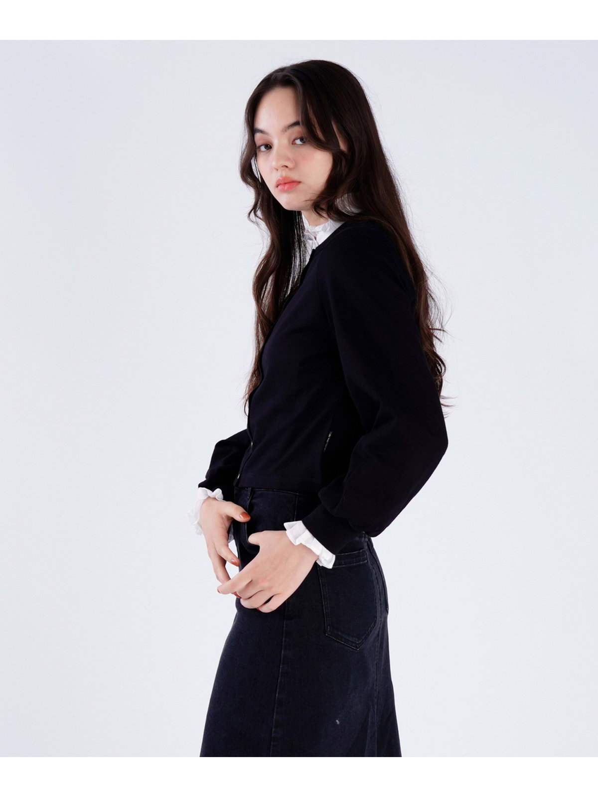 To b. by agnès b. トラディショナルプリティカーディガン ブラック