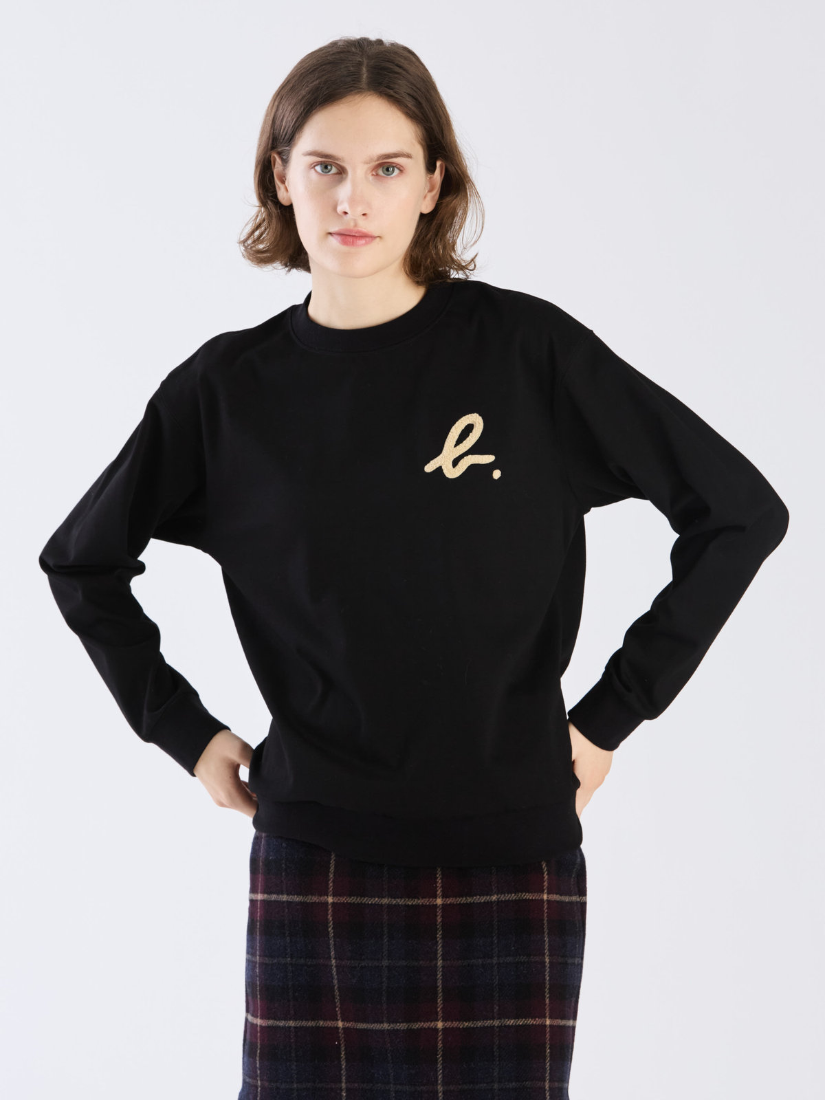 FEMME ウィメンズ ”b.”ロゴ コットン 長袖 スウェット ブラック