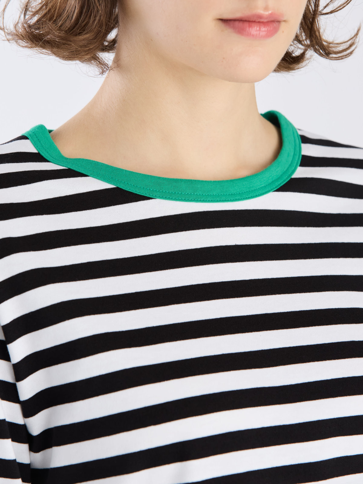 FEMME ウィメンズ 細ボーダー コットン 長袖 Tシャツ ”Biotop” ブラック