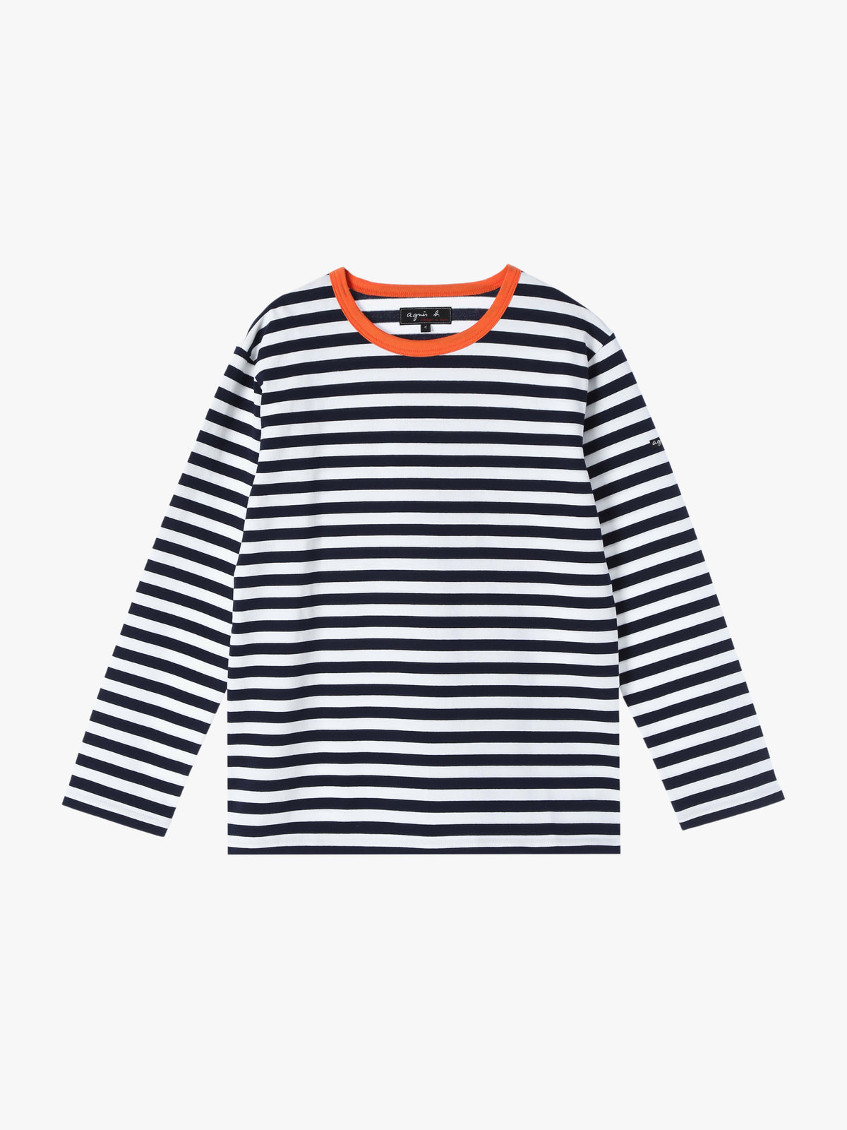 FEMME ウィメンズ 細ボーダー コットン 長袖 Tシャツ "Biotop" オレンジ系その他