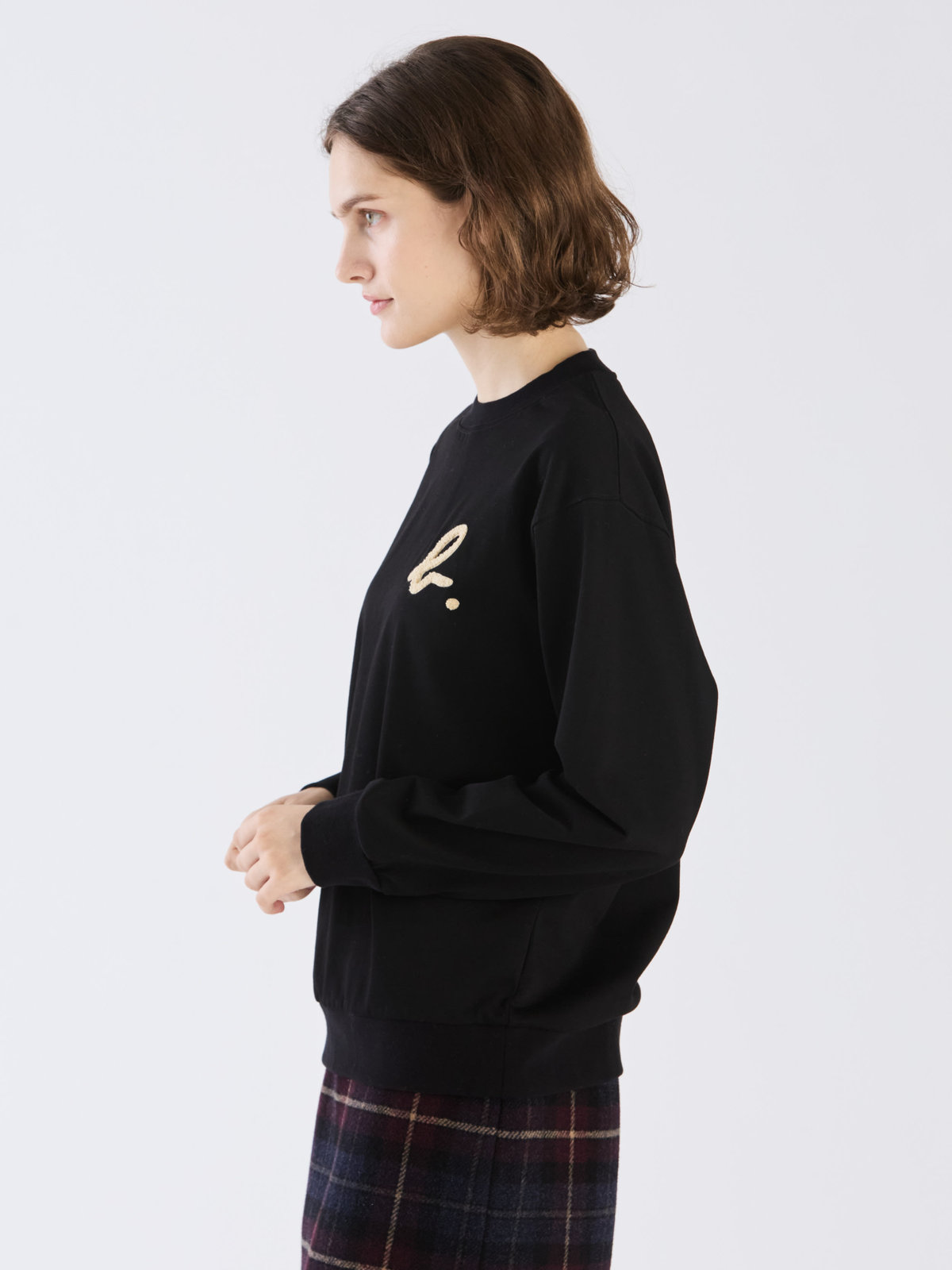 FEMME ウィメンズ ”b.”ロゴ コットン 長袖 スウェット ブラック