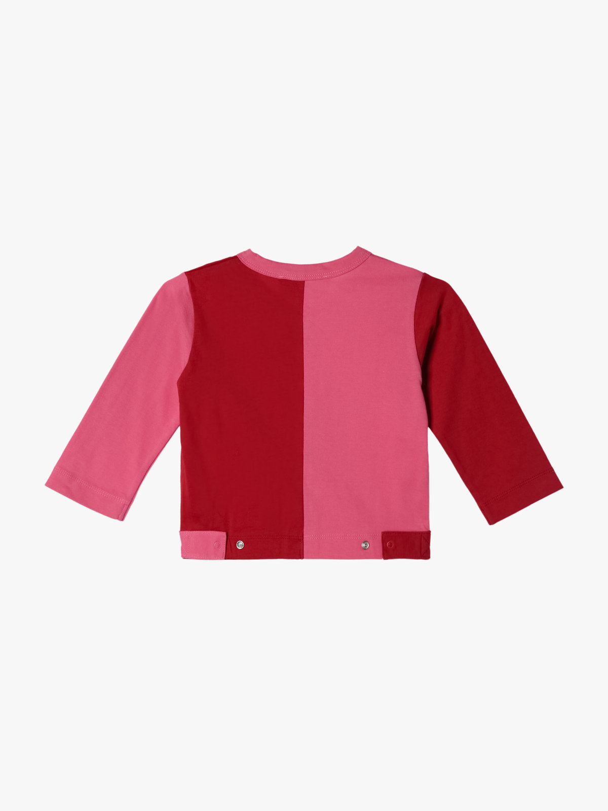 ENFANT ベビー ベビー バイカラー "b."ロゴ コットン 長袖 カーディガンプレッション レッド