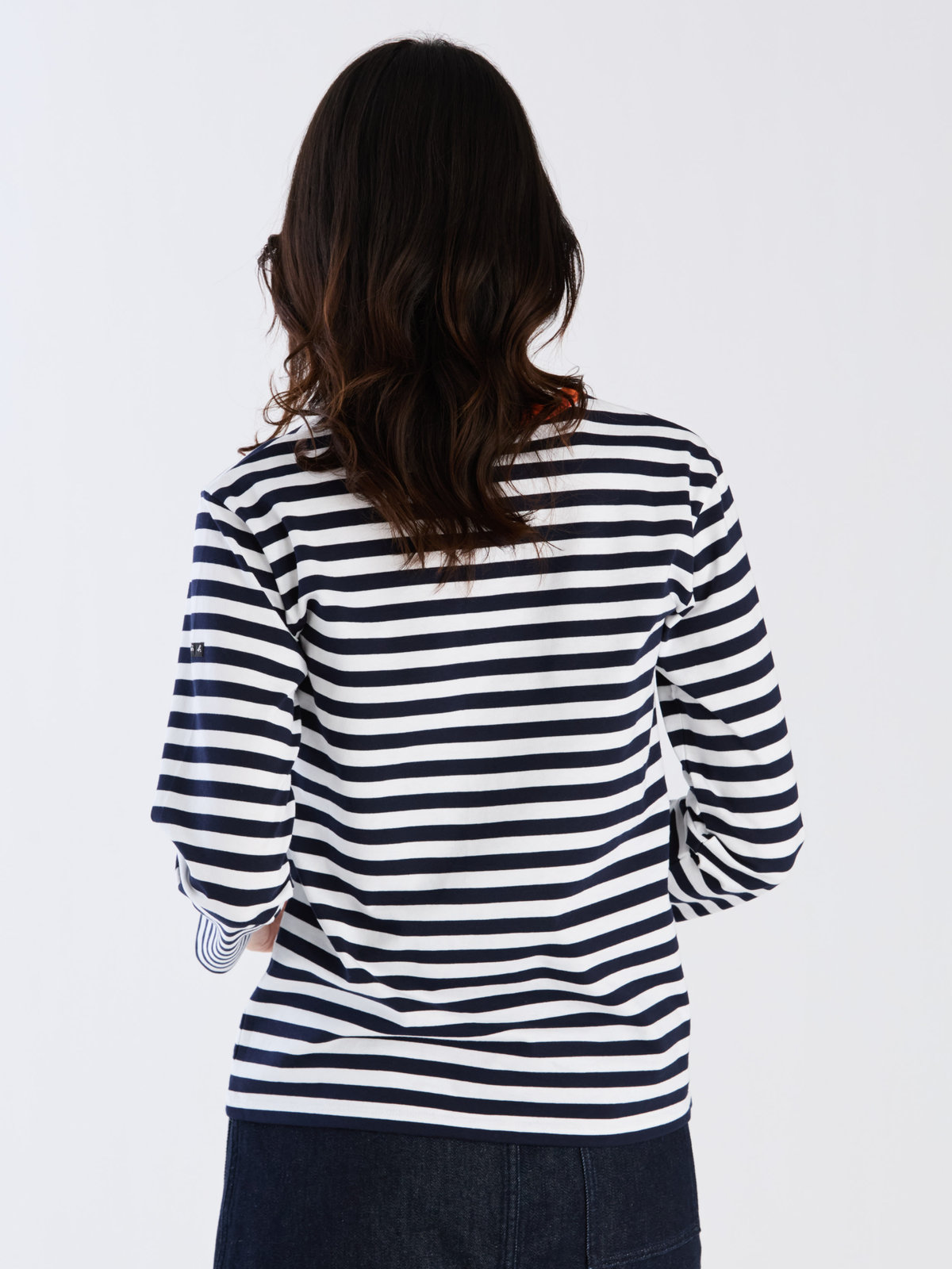 FEMME ウィメンズ 細ボーダー コットン 長袖 Tシャツ "Biotop" オレンジ系その他