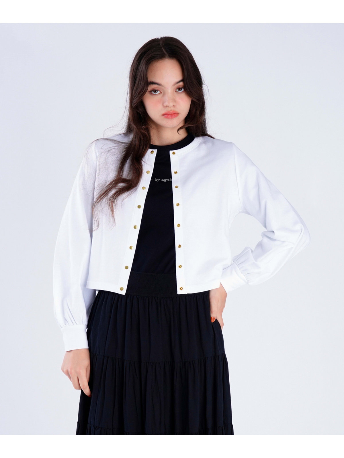 To b. by agnès b. トラディショナルプリティカーディガン ホワイト