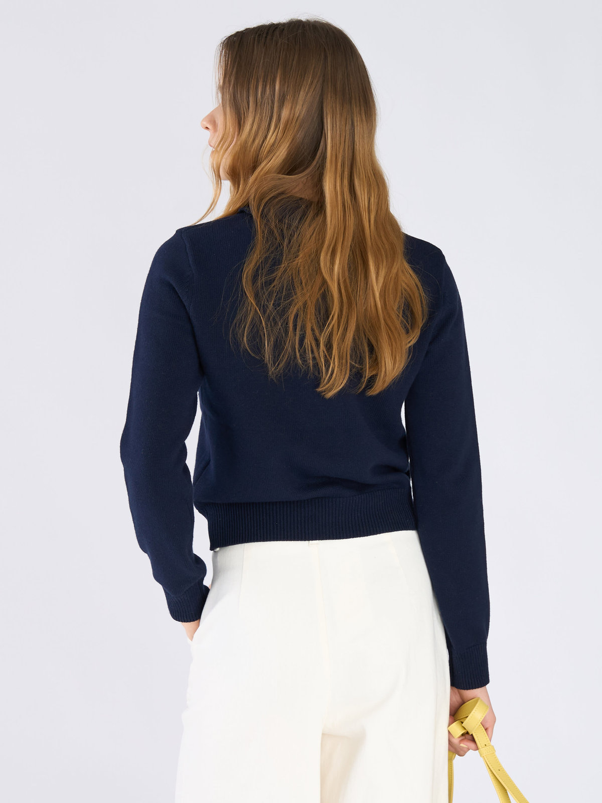 To b. by agnès b. フラワー 刺繍 コットン ニット プルオーバー ネイビー