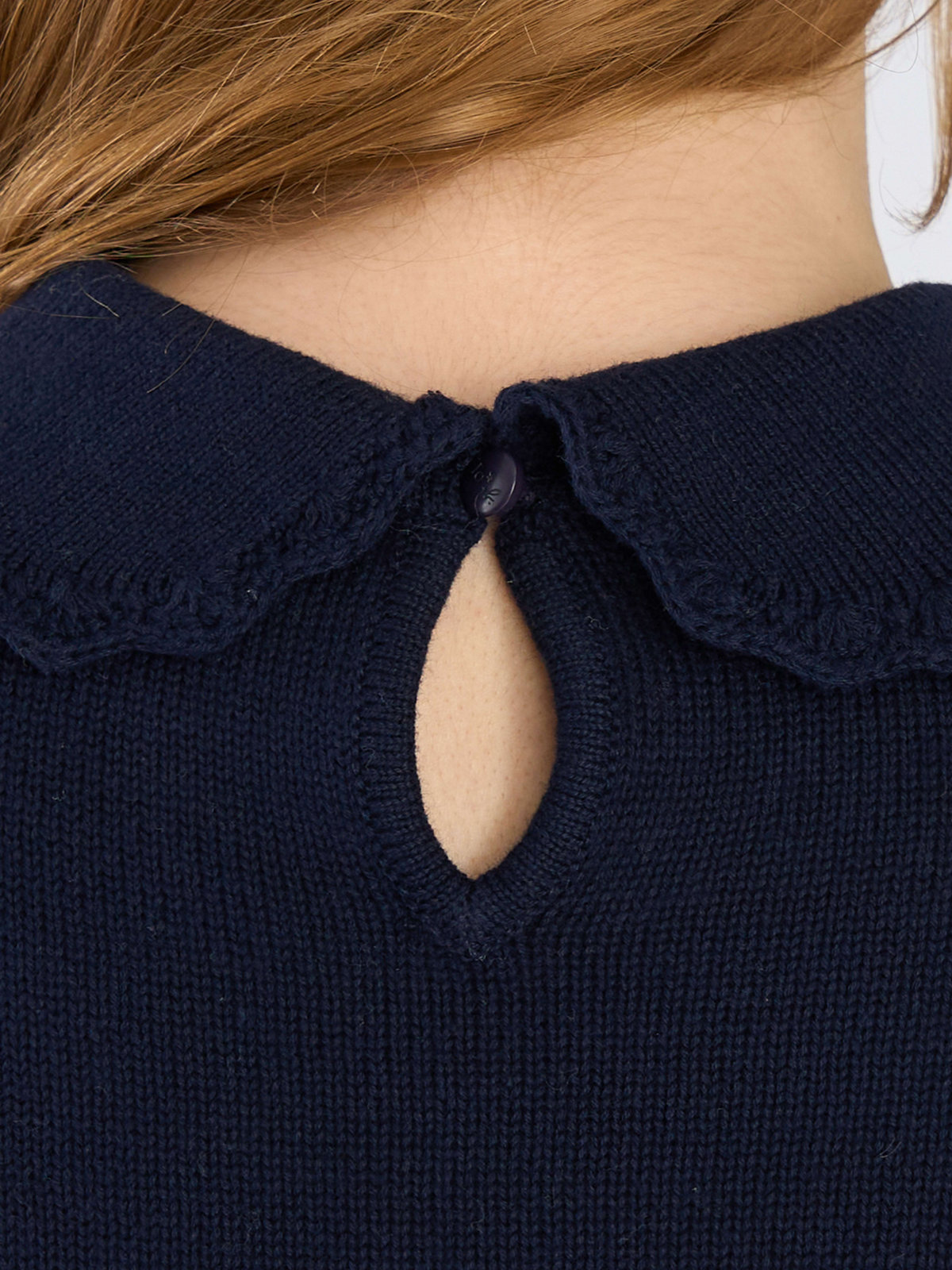 To b. by agnès b. フラワー 刺繍 コットン ニット プルオーバー ネイビー