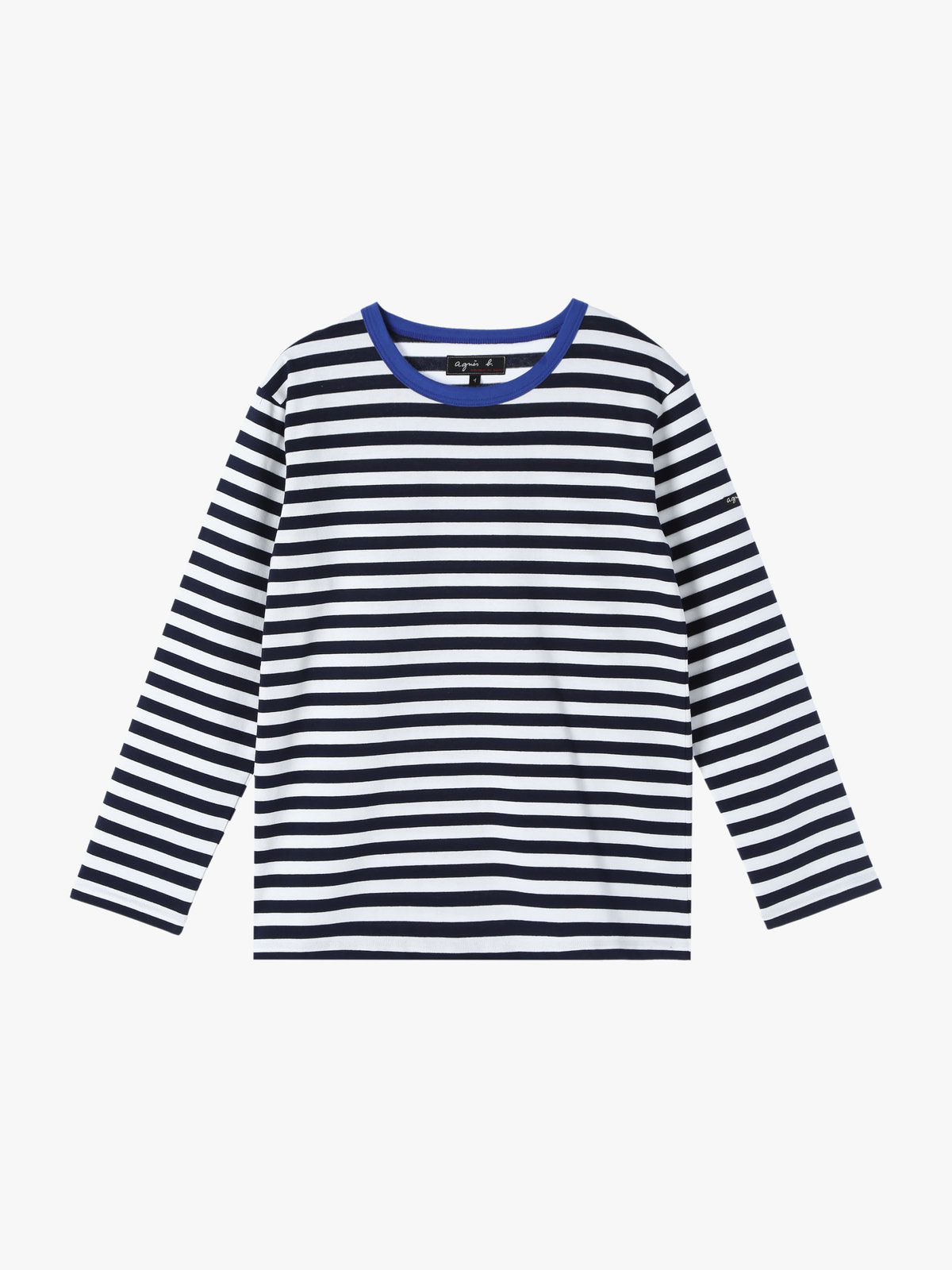 FEMME ウィメンズ 細ボーダー コットン 長袖 Tシャツ ”Biotop” ブルー系その他