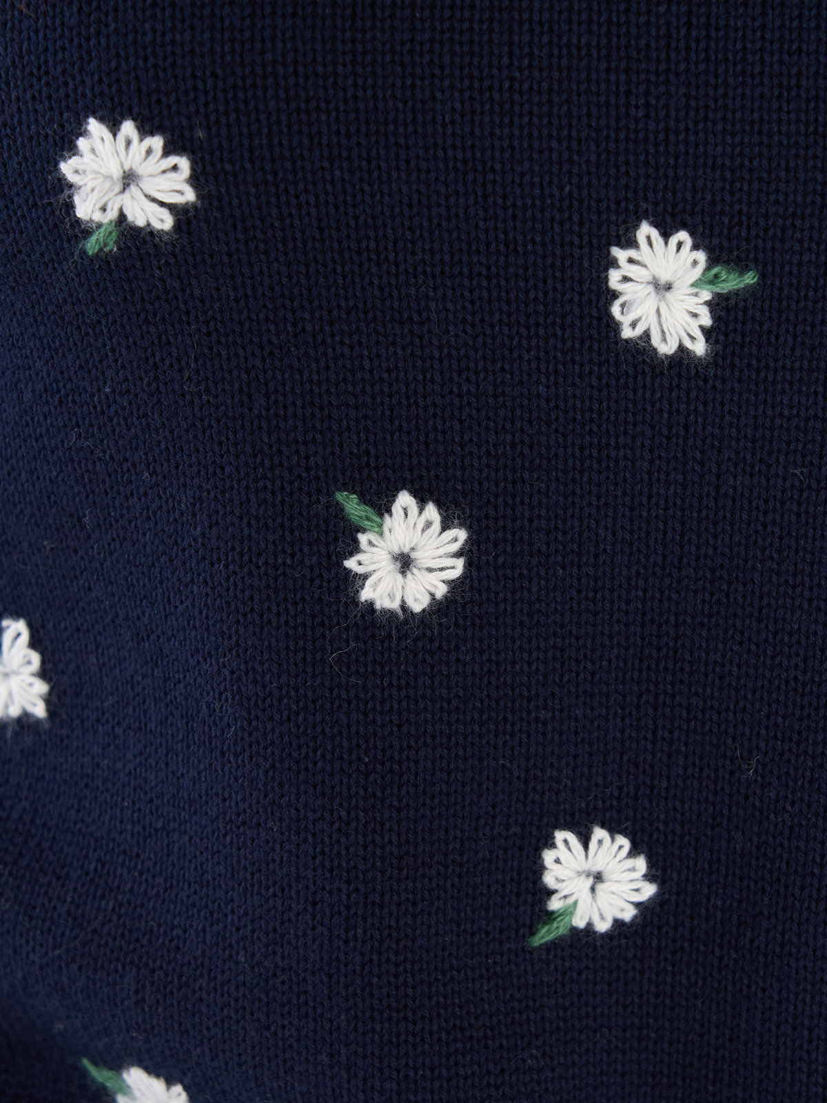 To b. by agnès b. フラワー 刺繍 コットン ニット プルオーバー ネイビー