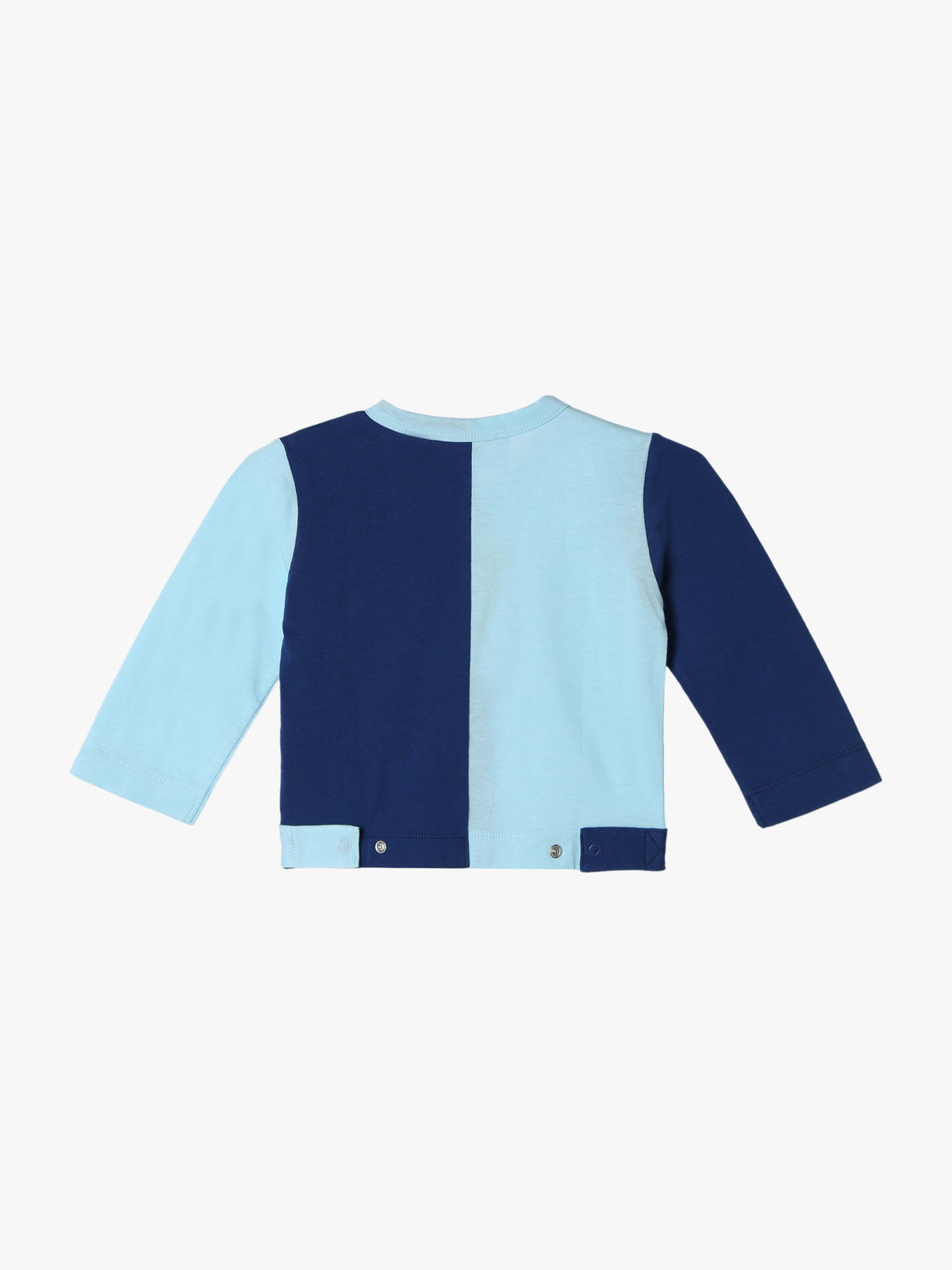 ENFANT ベビー ベビー バイカラー "b."ロゴ コットン 長袖 カーディガンプレッション ブルー