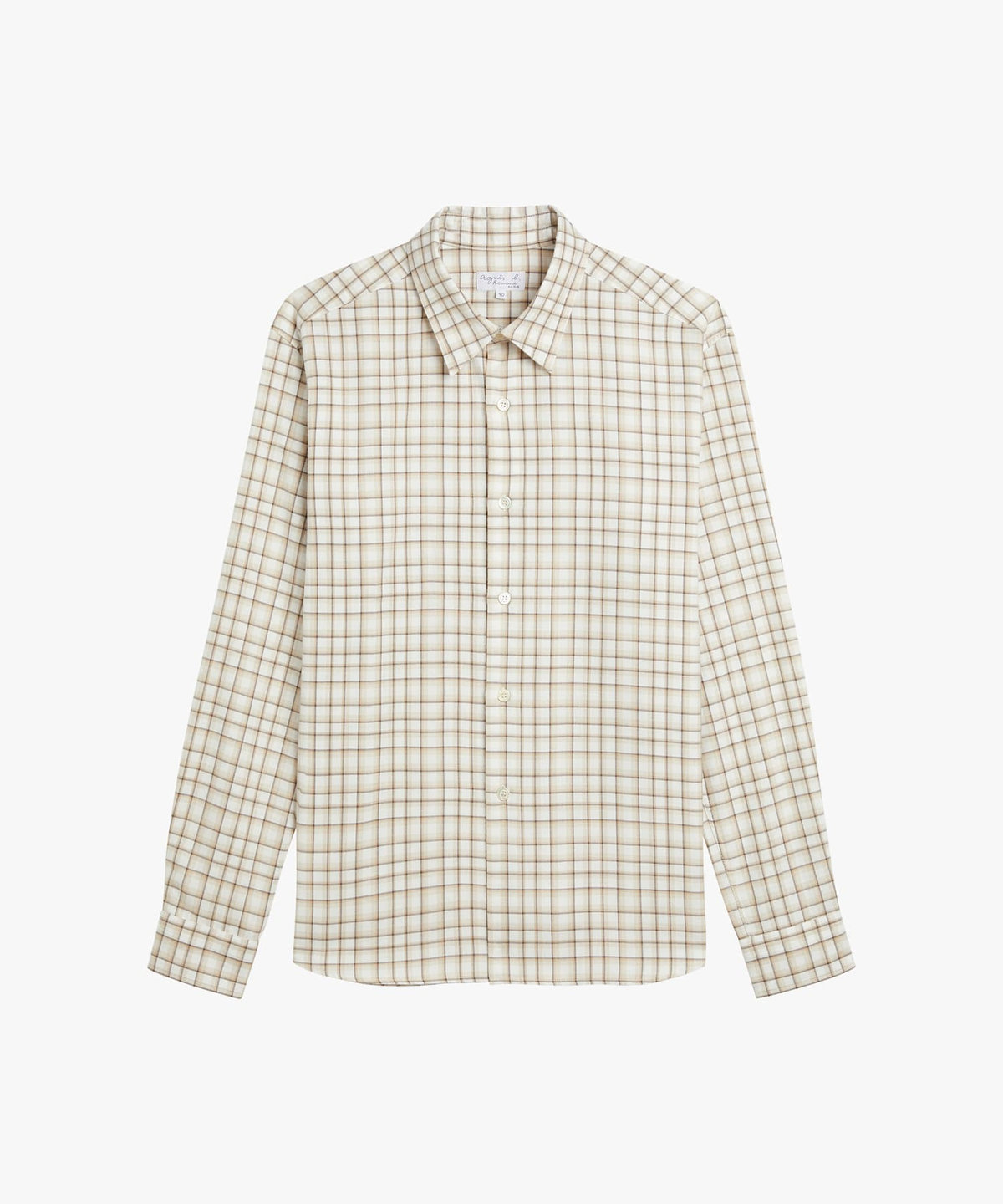 HOMME メンズ メンズ チェック コットン 長袖 シャツ "Andy" ベージュ
