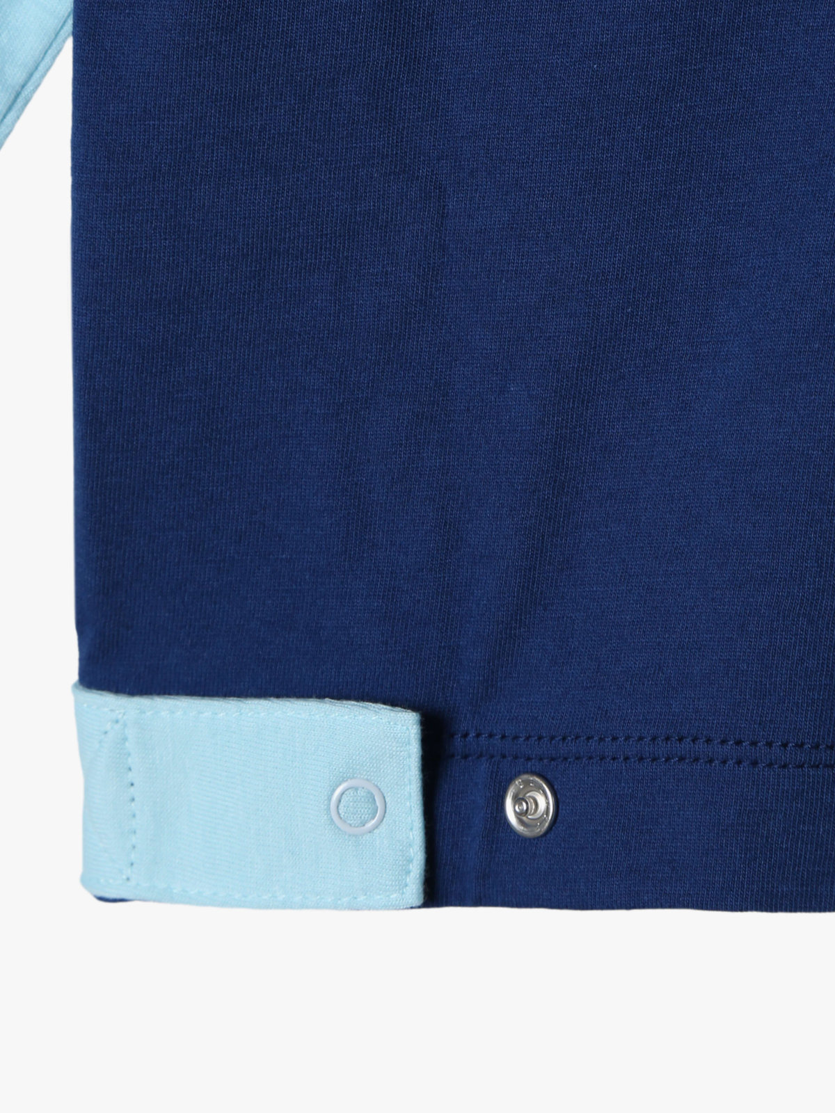 ENFANT ベビー ベビー バイカラー "b."ロゴ コットン 長袖 カーディガンプレッション ブルー