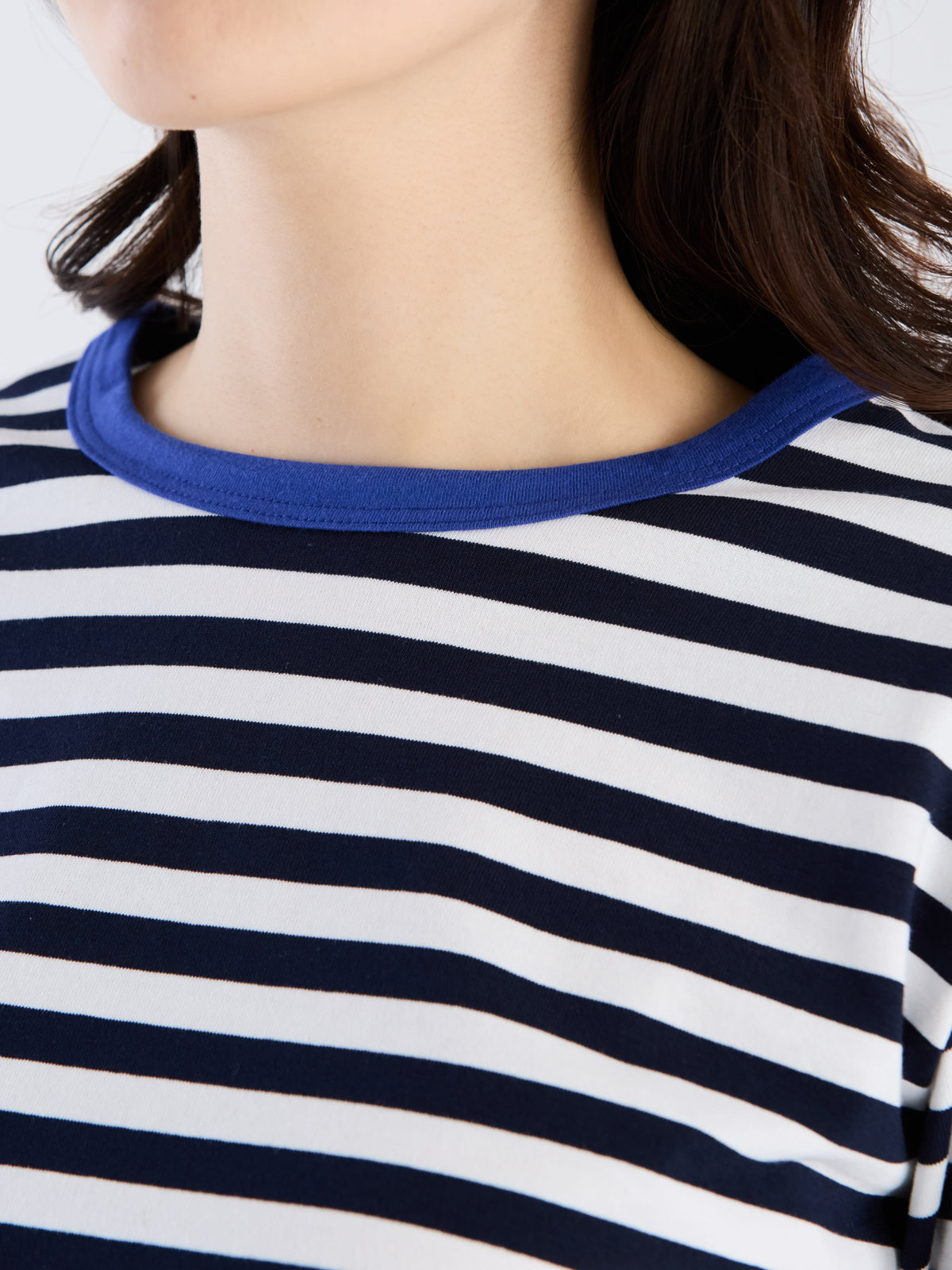 FEMME ウィメンズ 細ボーダー コットン 長袖 Tシャツ ”Biotop” ブルー系その他