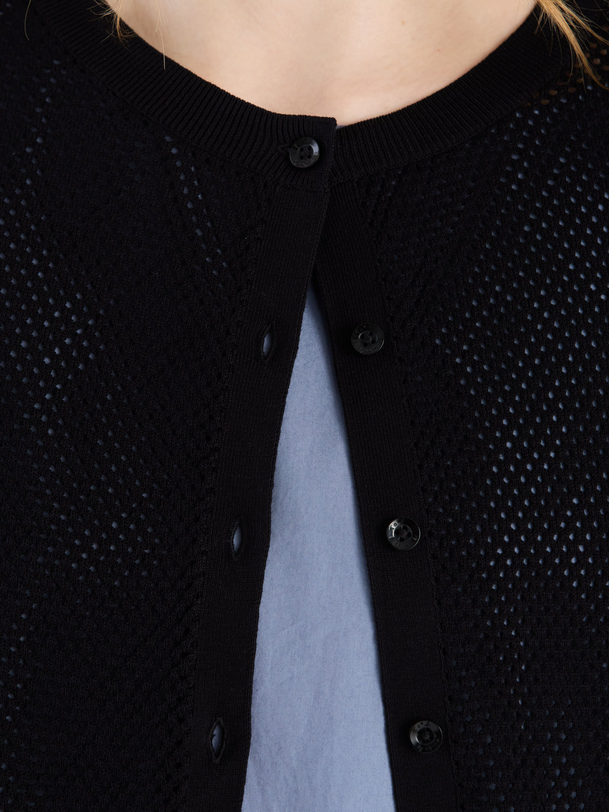 To b. by agnès b. 【Outlet】メッシュニットカーディガン ホワイト×ブラック