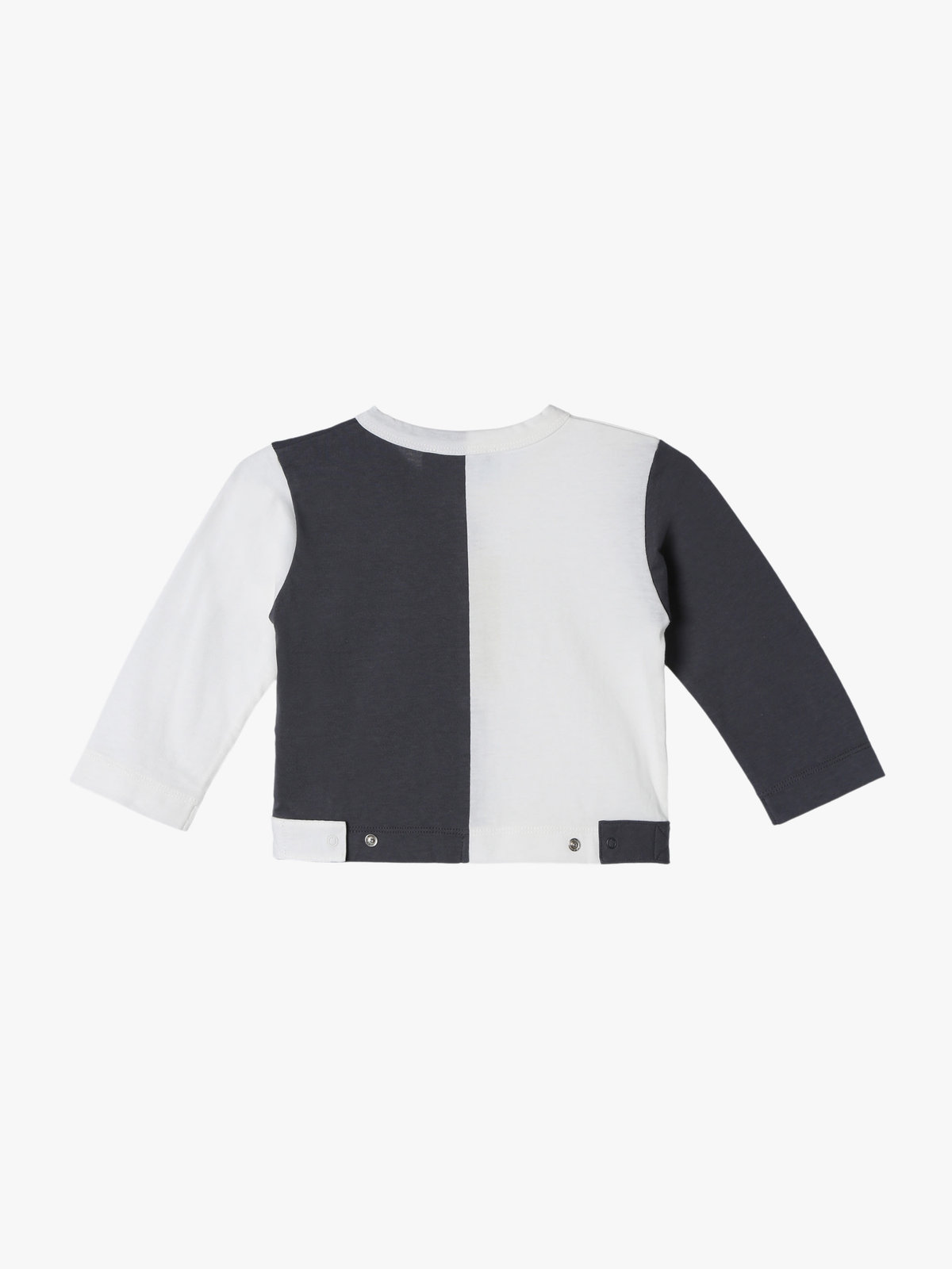 ENFANT ベビー ベビー バイカラー "b."ロゴ コットン 長袖 カーディガンプレッション グレー