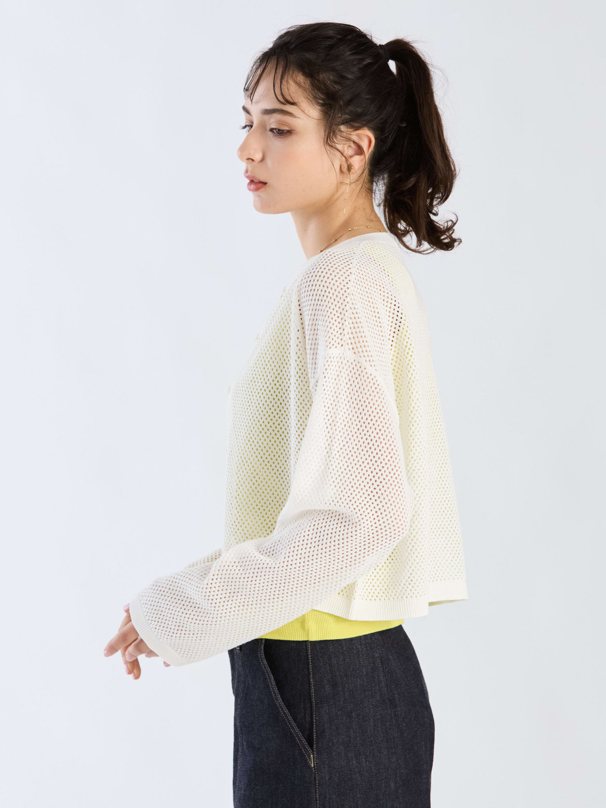 To b. by agnès b. 【Outlet】メッシュニットカーディガン ホワイト