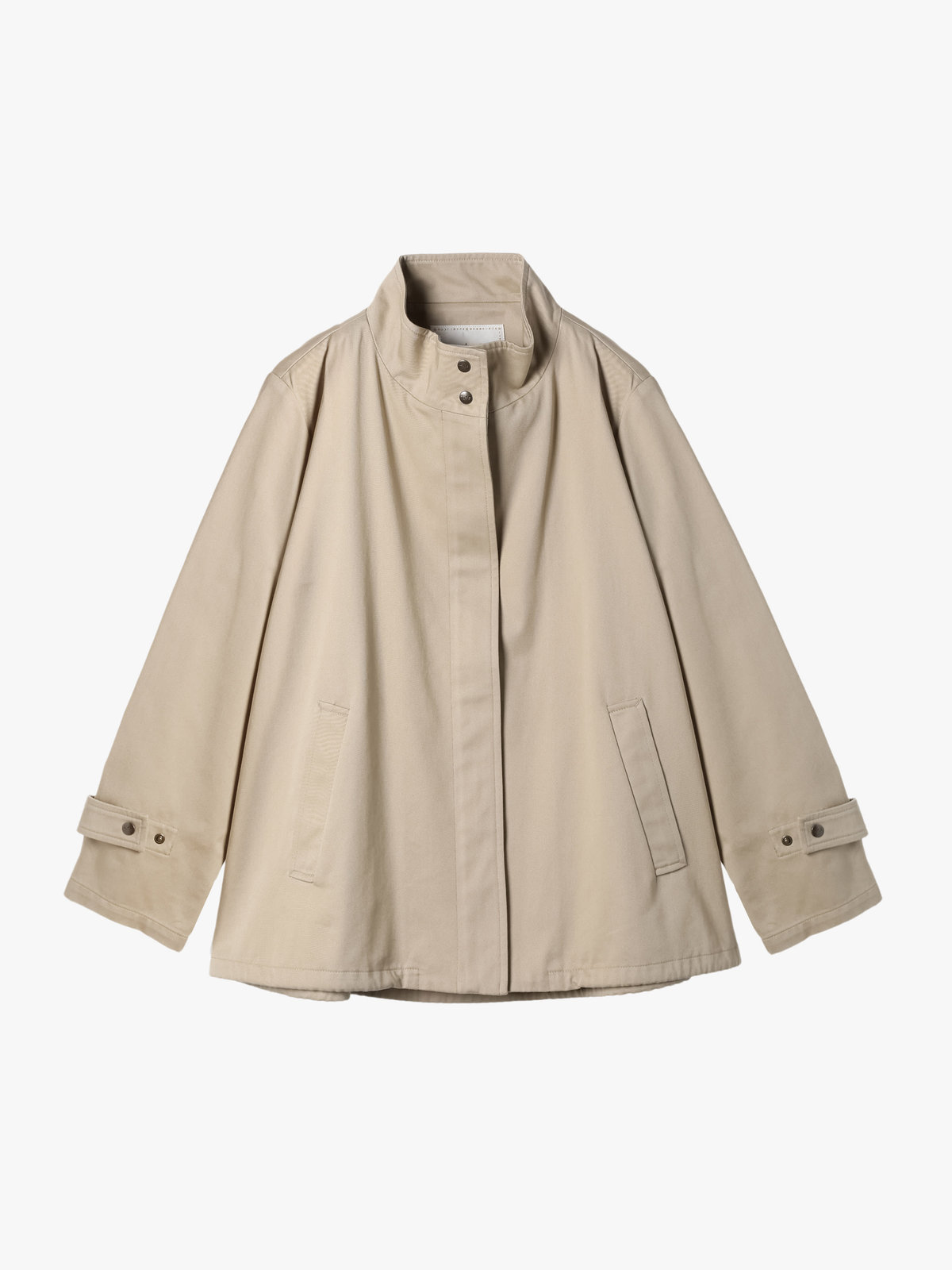 To b. by agnès b. コットン スタンドカラー ジップアップ ショートコート ベージュ