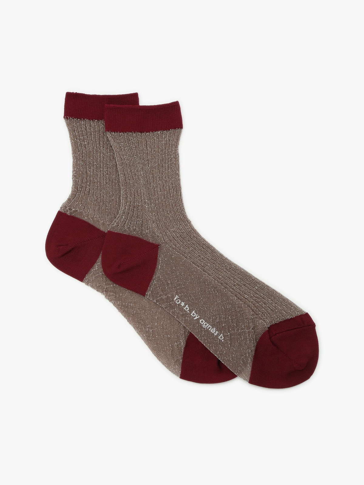 To b. by agnès b. バイカラー グリッター ソックス ベージュ