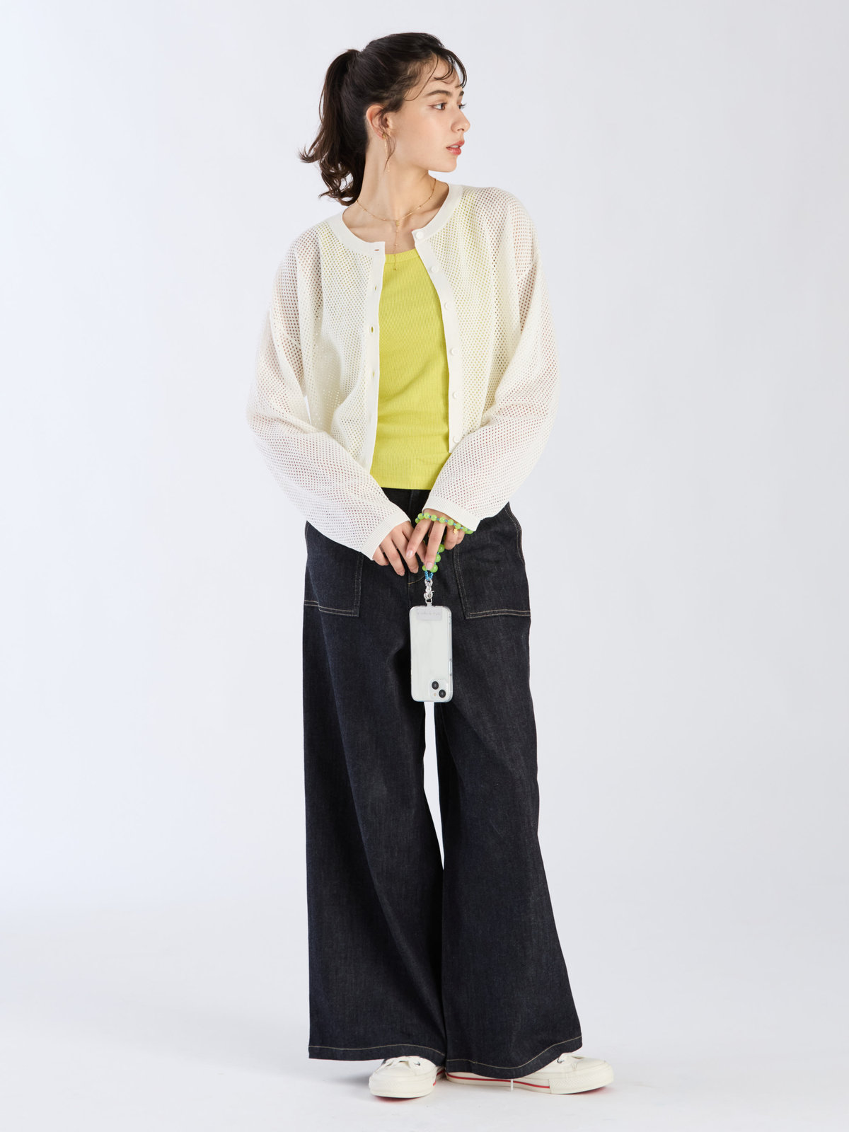 To b. by agnès b. 【Outlet】メッシュニットカーディガン ホワイト