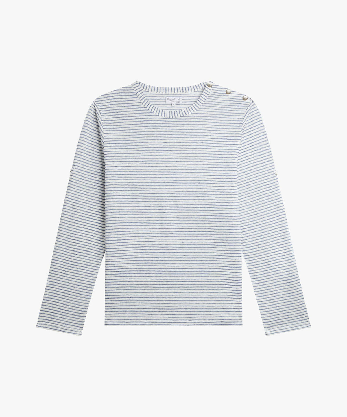 HOMME メンズ メンズ ボーダー リネンジャージー 長袖 Tシャツ "Epoxy" ネイビー