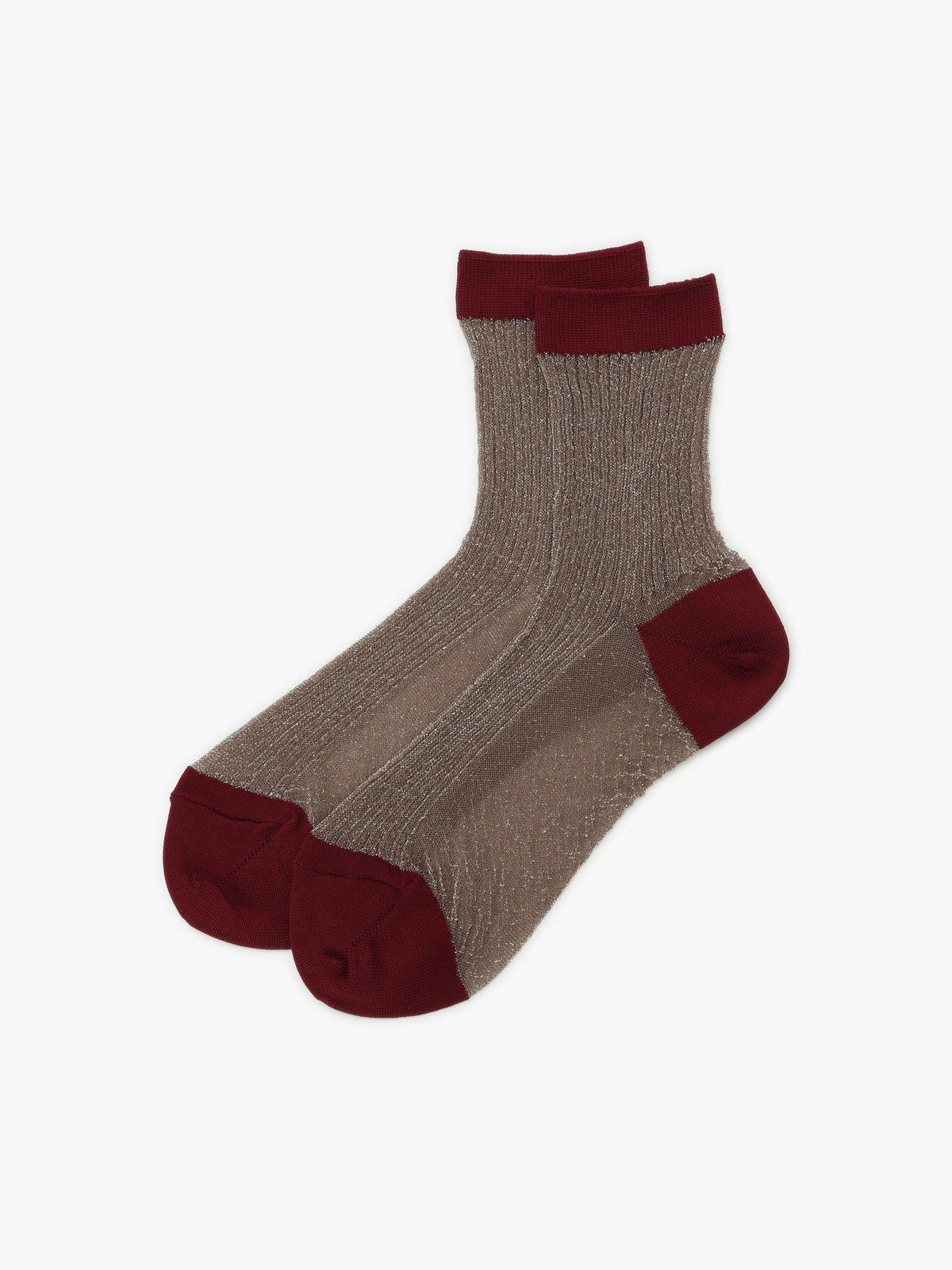 To b. by agnès b. バイカラー グリッター ソックス ベージュ