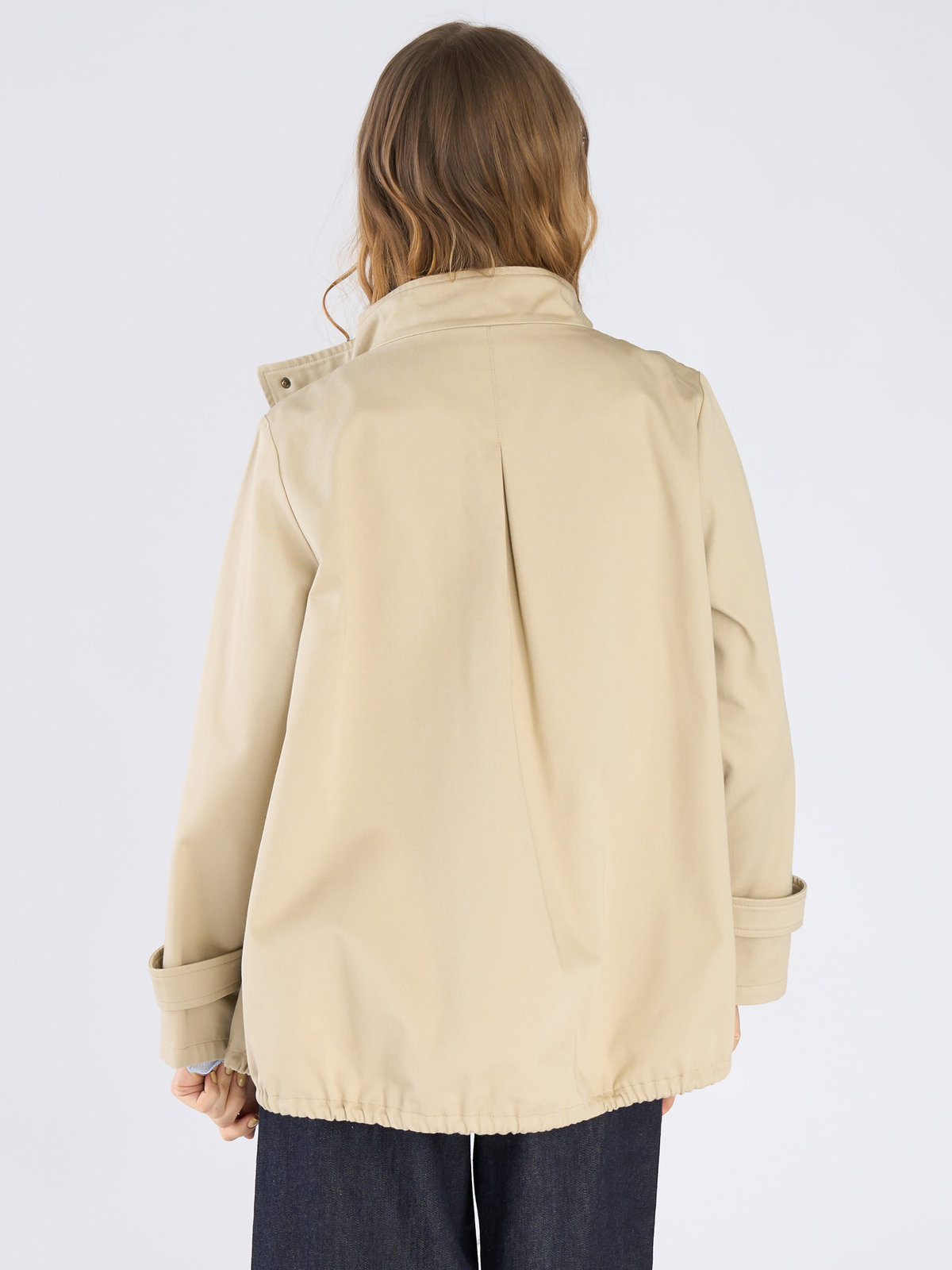 To b. by agnès b. コットン スタンドカラー ジップアップ ショートコート ベージュ