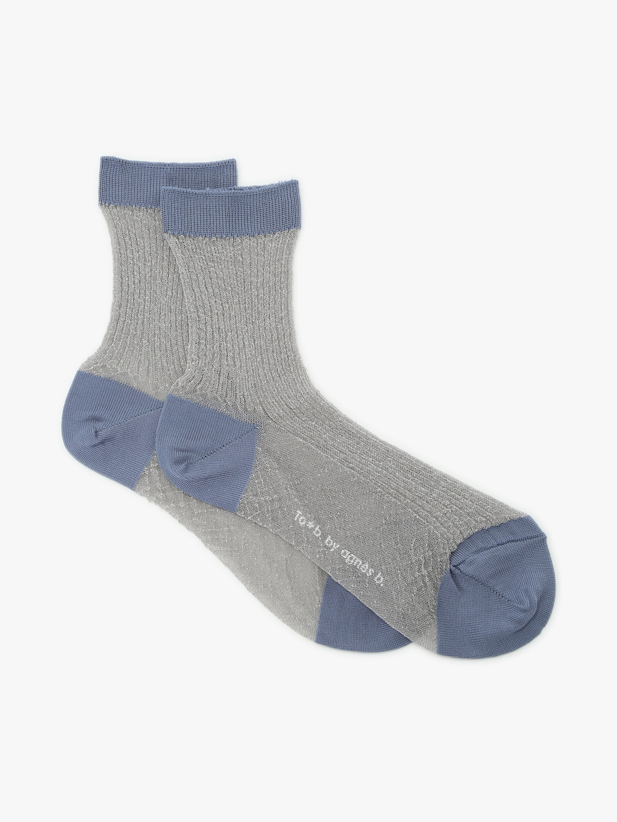 To b. by agnès b. バイカラー グリッター ソックス シルバー