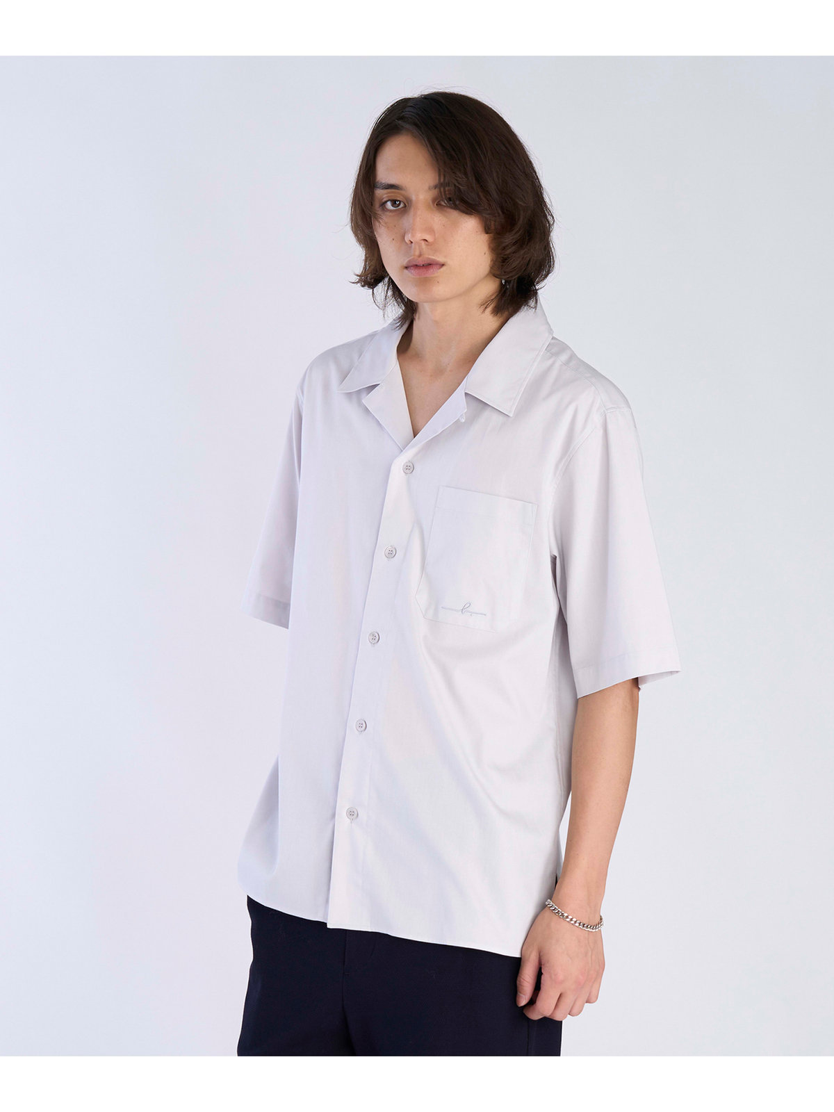 HOMME メンズ 【Outlet】メンズ ”Willie”ロゴ 刺繍 オープンカラー 半袖 シャツ ”Magnum” グレー系その他