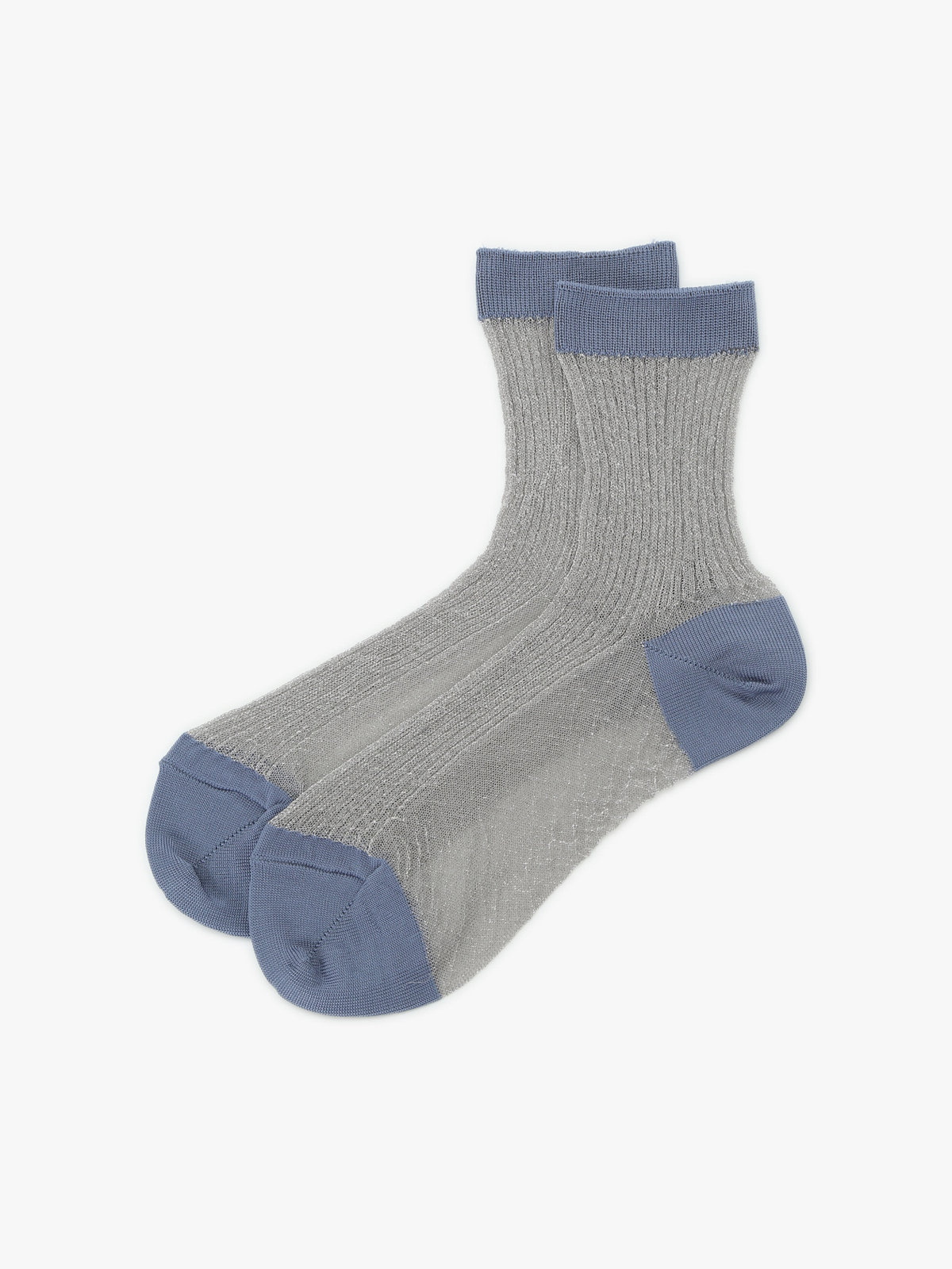 To b. by agnès b. バイカラー グリッター ソックス シルバー