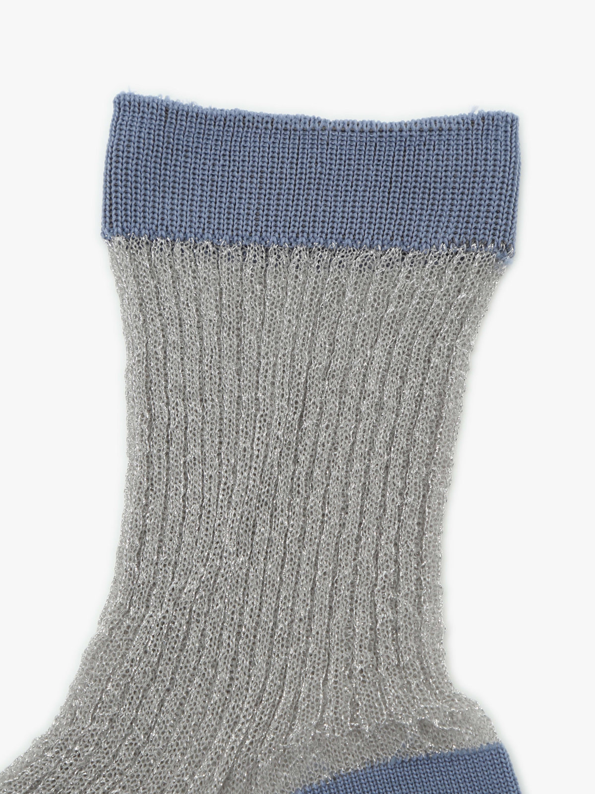 To b. by agnès b. バイカラー グリッター ソックス シルバー