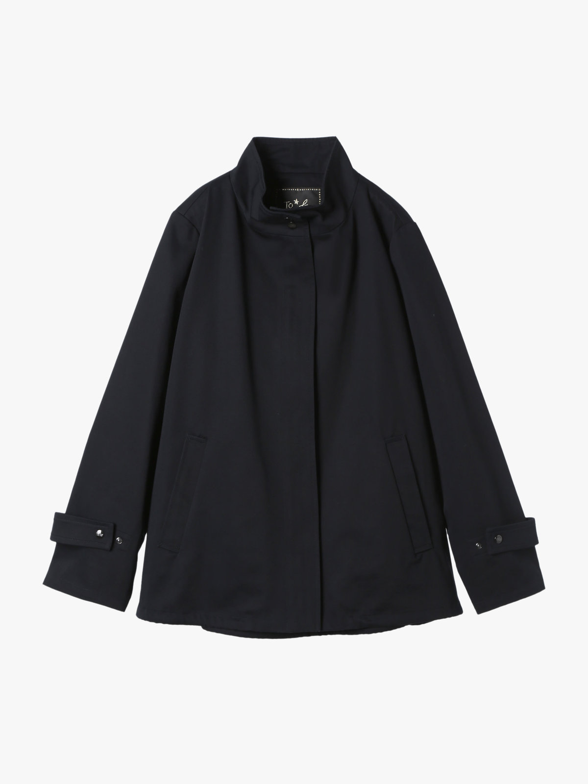 To b. by agnès b. コットン スタンドカラー ジップアップ ショートコート ネイビー