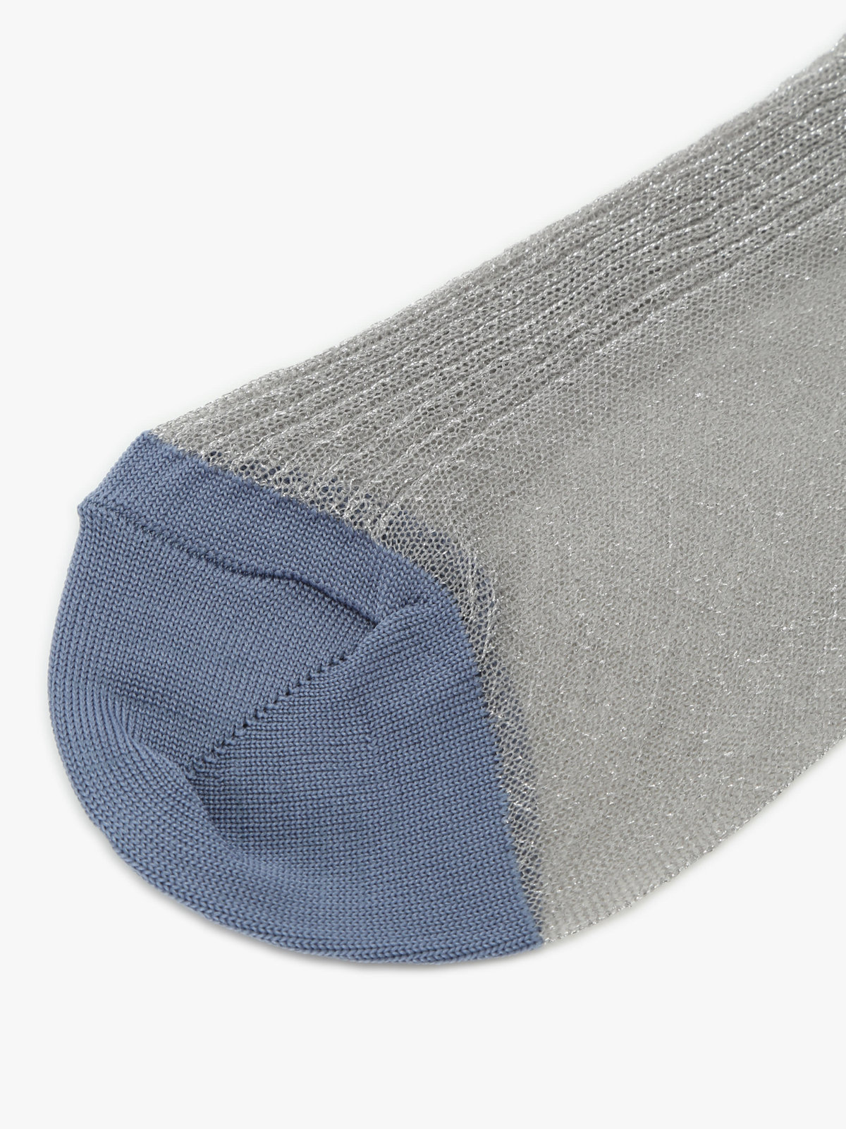 To b. by agnès b. バイカラー グリッター ソックス シルバー