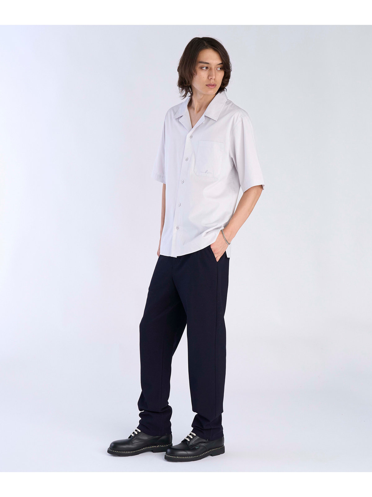 HOMME メンズ 【Outlet】メンズ ”Willie”ロゴ 刺繍 オープンカラー 半袖 シャツ ”Magnum” グレー系その他