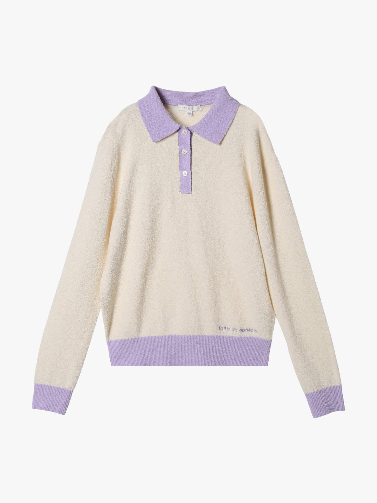 To b. by agnès b. バイカラー ポロ ニット プルオーバー オフホワイト