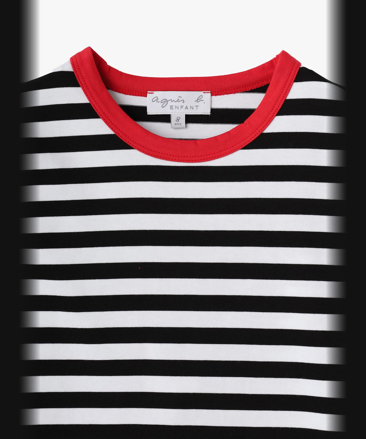 ENFANT ユニセックス キッズ ボーダー コットン 長袖 Tシャツ ホワイト×ブラック