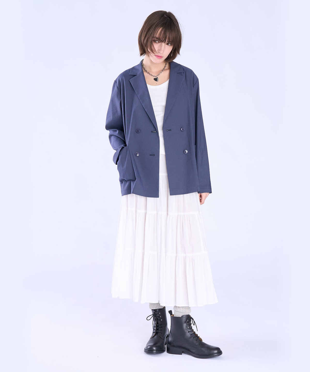 To b. by agnès b. ダブルテーラード ジャケット ネイビー