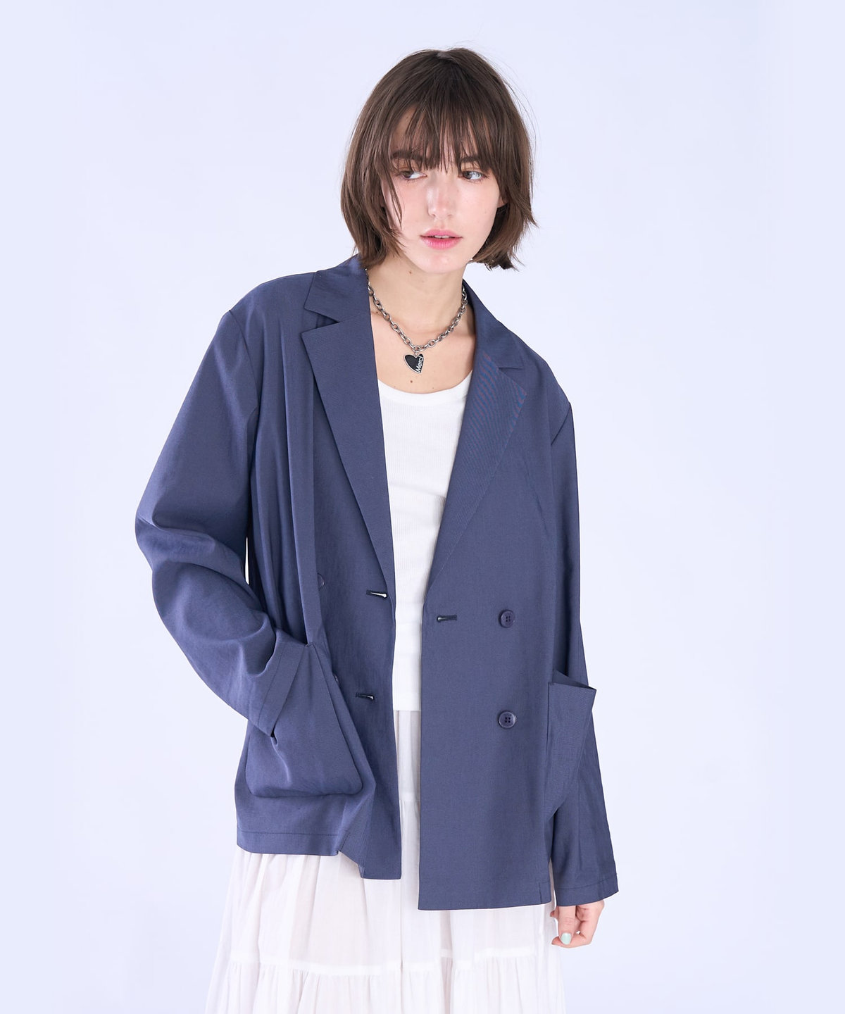 To b. by agnès b. ダブルテーラード ジャケット ネイビー