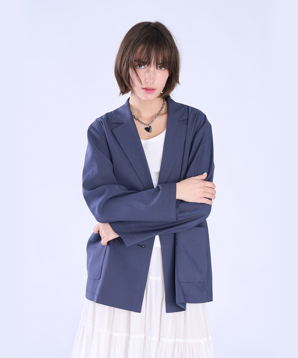 To b. by agnès b. ダブルテーラード ジャケット ネイビー