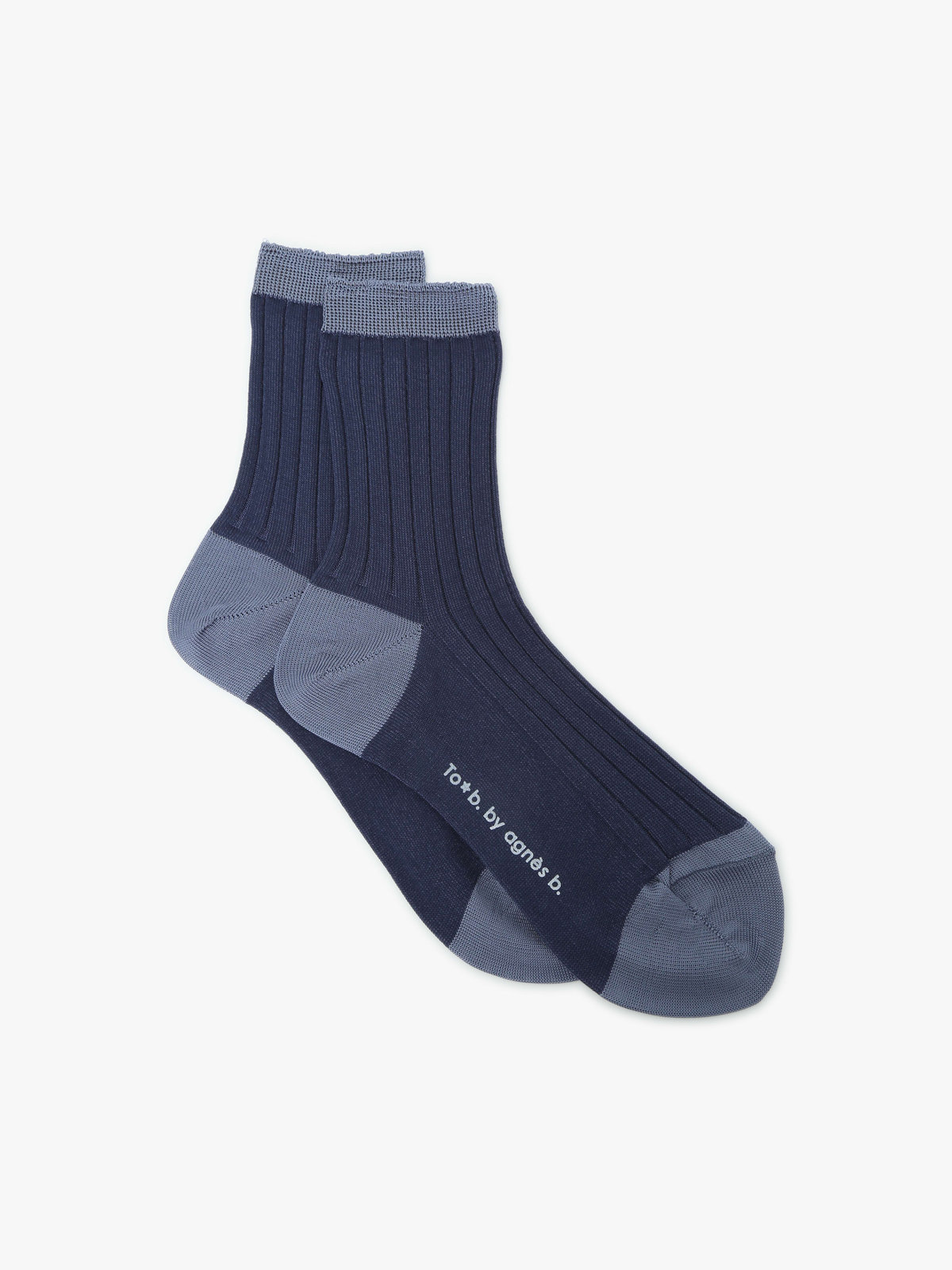 To b. by agnès b. バイカラー ソックス ブルー