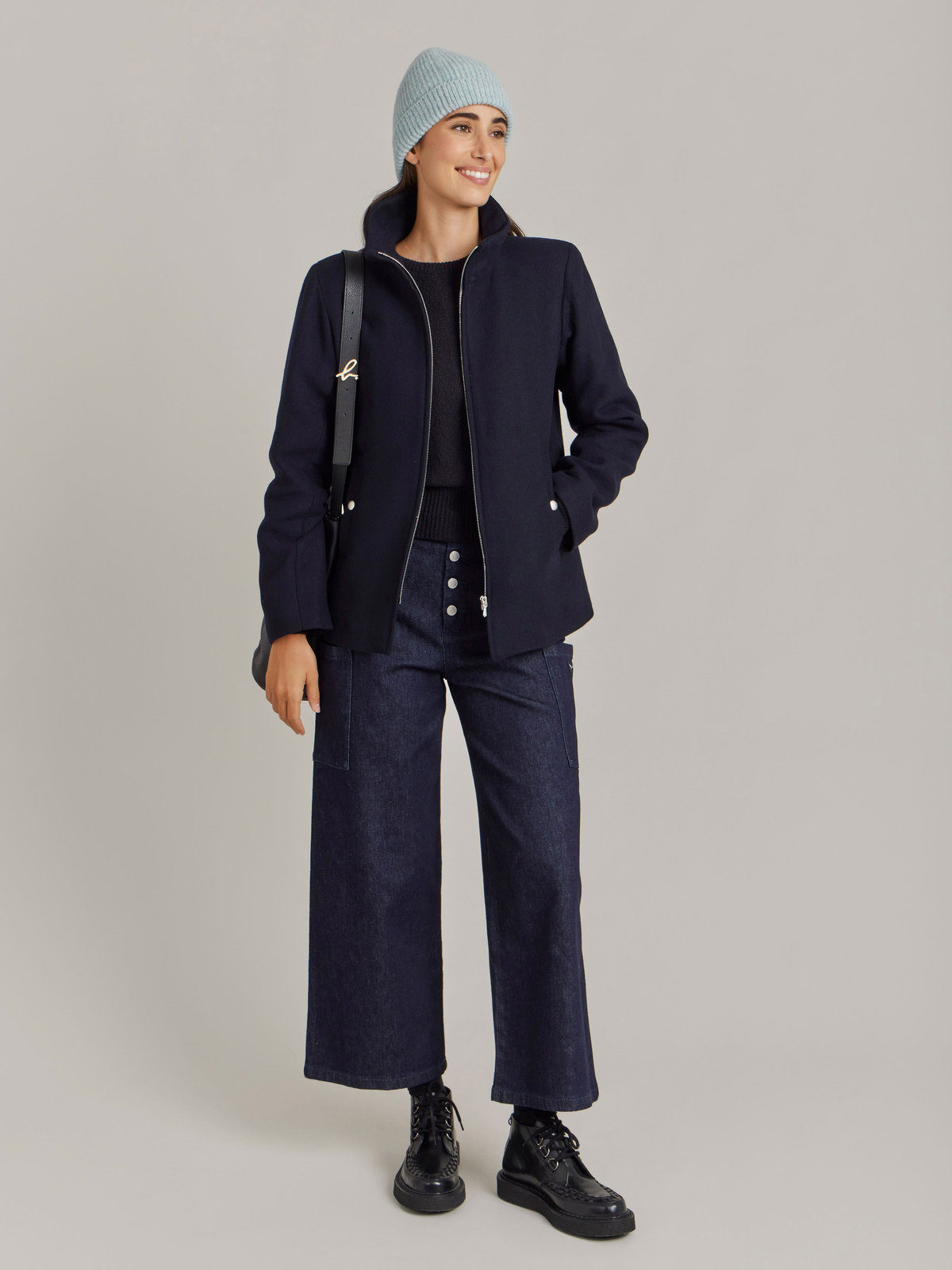 FEMME ウィメンズ 【Outlet】ウール スタンドカラージャケット "Olympe" ブルー系その他