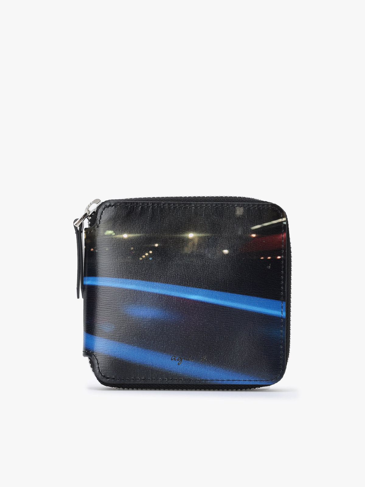 VOYAGE メンズ バッグ＆ウォレット 【Outlet】フォトプリント レザー ラウンドジップ 二つ折り  ウォレット ZAH04A-01 ブラック