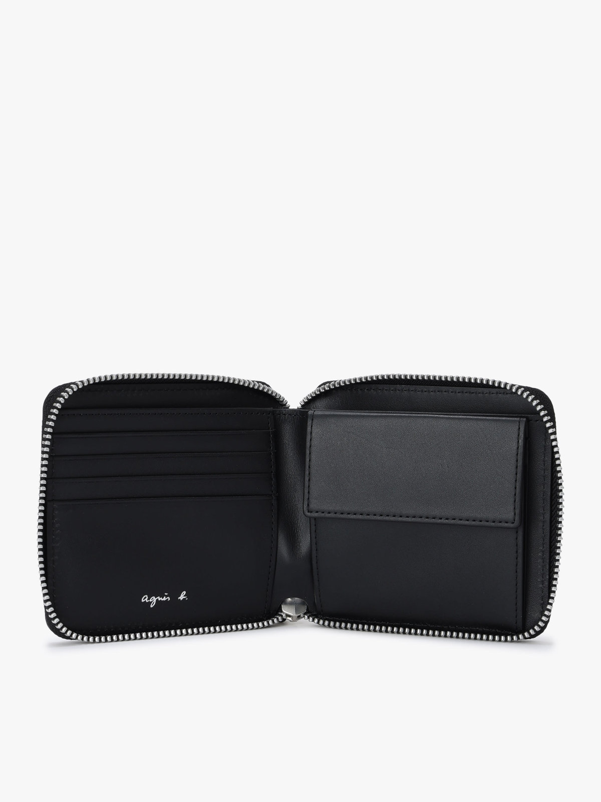 VOYAGE メンズ バッグ＆ウォレット 【Outlet】フォトプリント レザー ラウンドジップ 二つ折り  ウォレット ZAH04A-01 ブラック