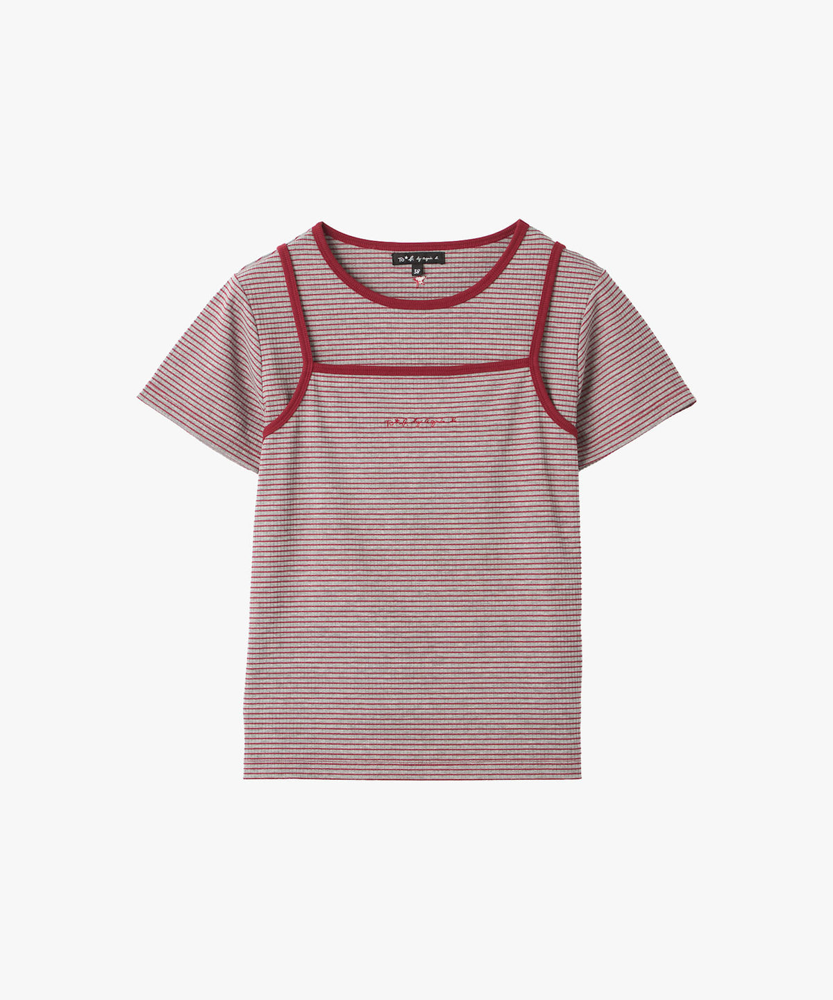 To b. by agnès b. ボーダー キャミソール＆Tシャツ グレー
