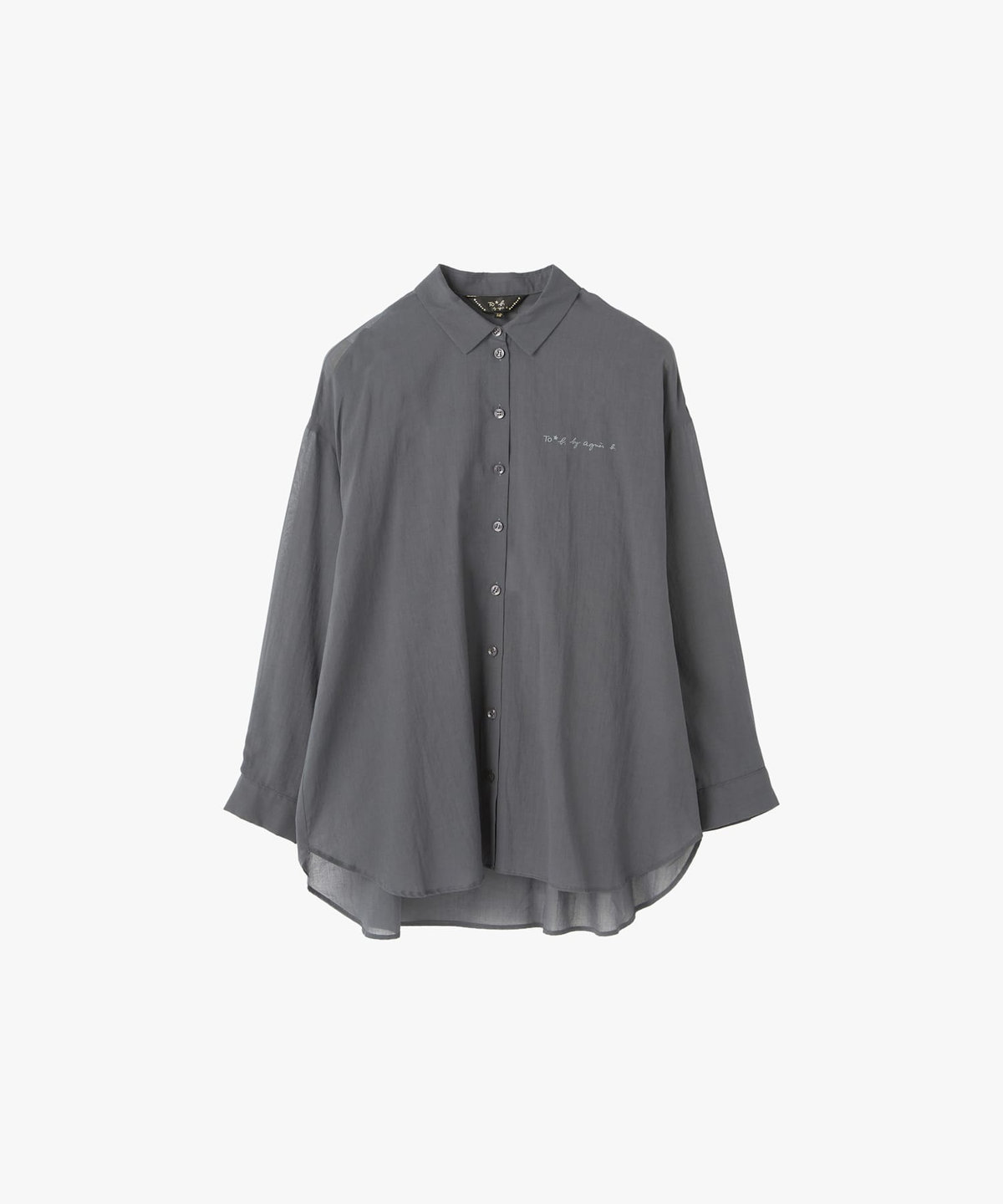 To b. by agnès b. コットン ロングスリーブ ボーイズシャツ チャコールグレー
