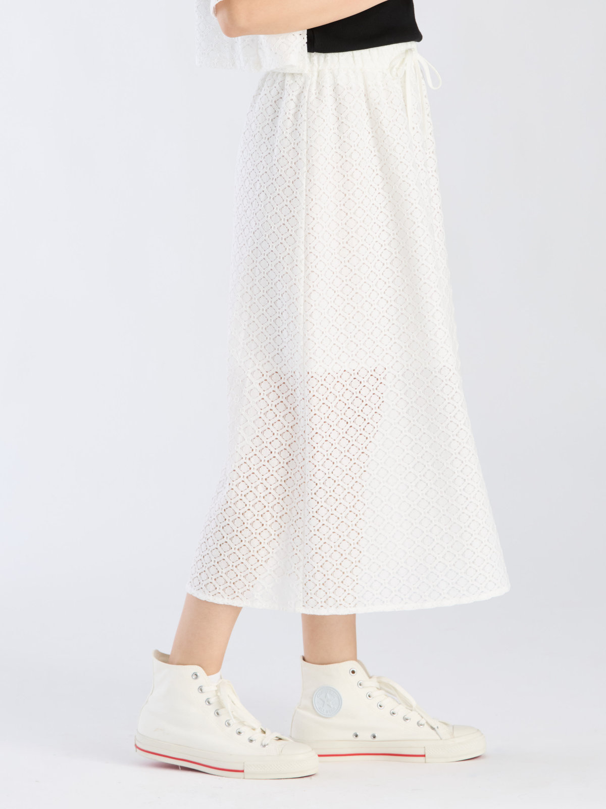 To b. by agnès b. 【Outlet】オプティカルレーススカート ホワイト