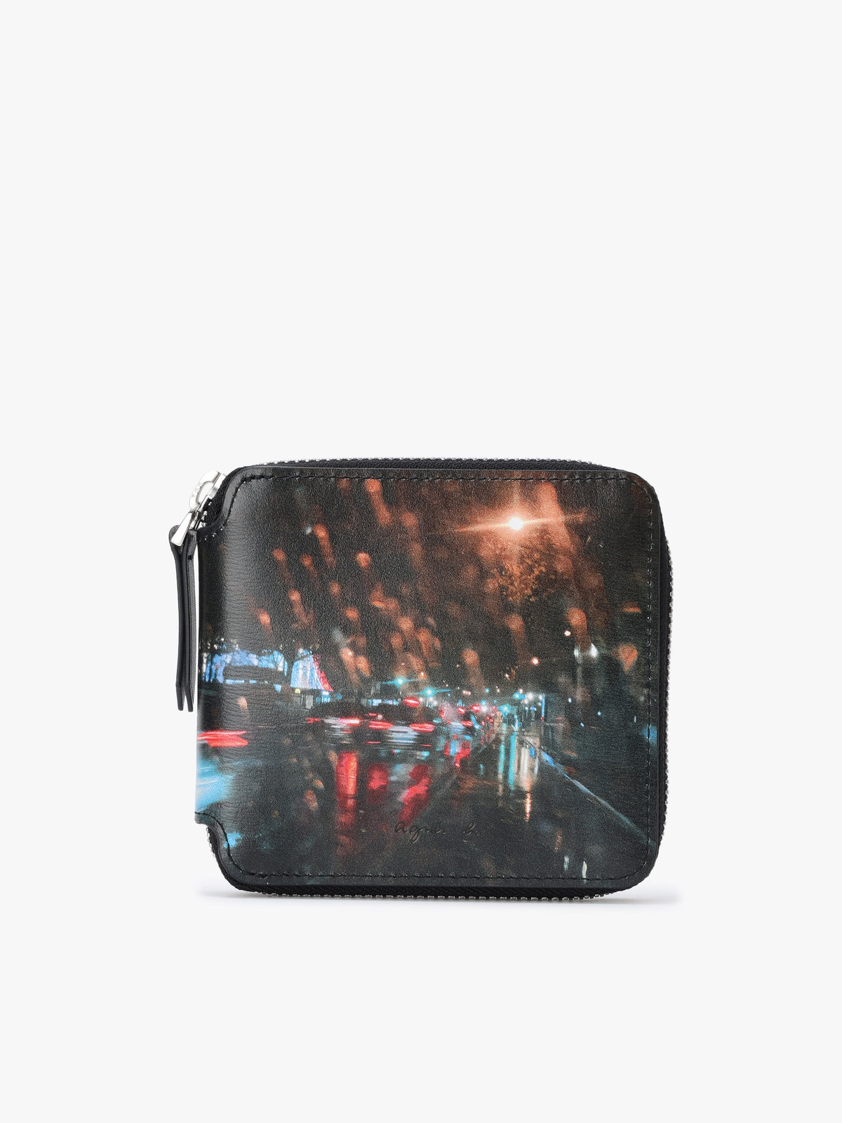 VOYAGE メンズ バッグ＆ウォレット 【Outlet】フォトプリント レザー ラウンドジップ 二つ折り  ウォレット ZAH04A-01 ブラック