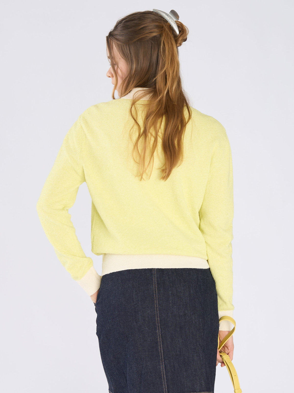 To b. by agnès b. バイカラー ポロ ニット プルオーバー イエロー