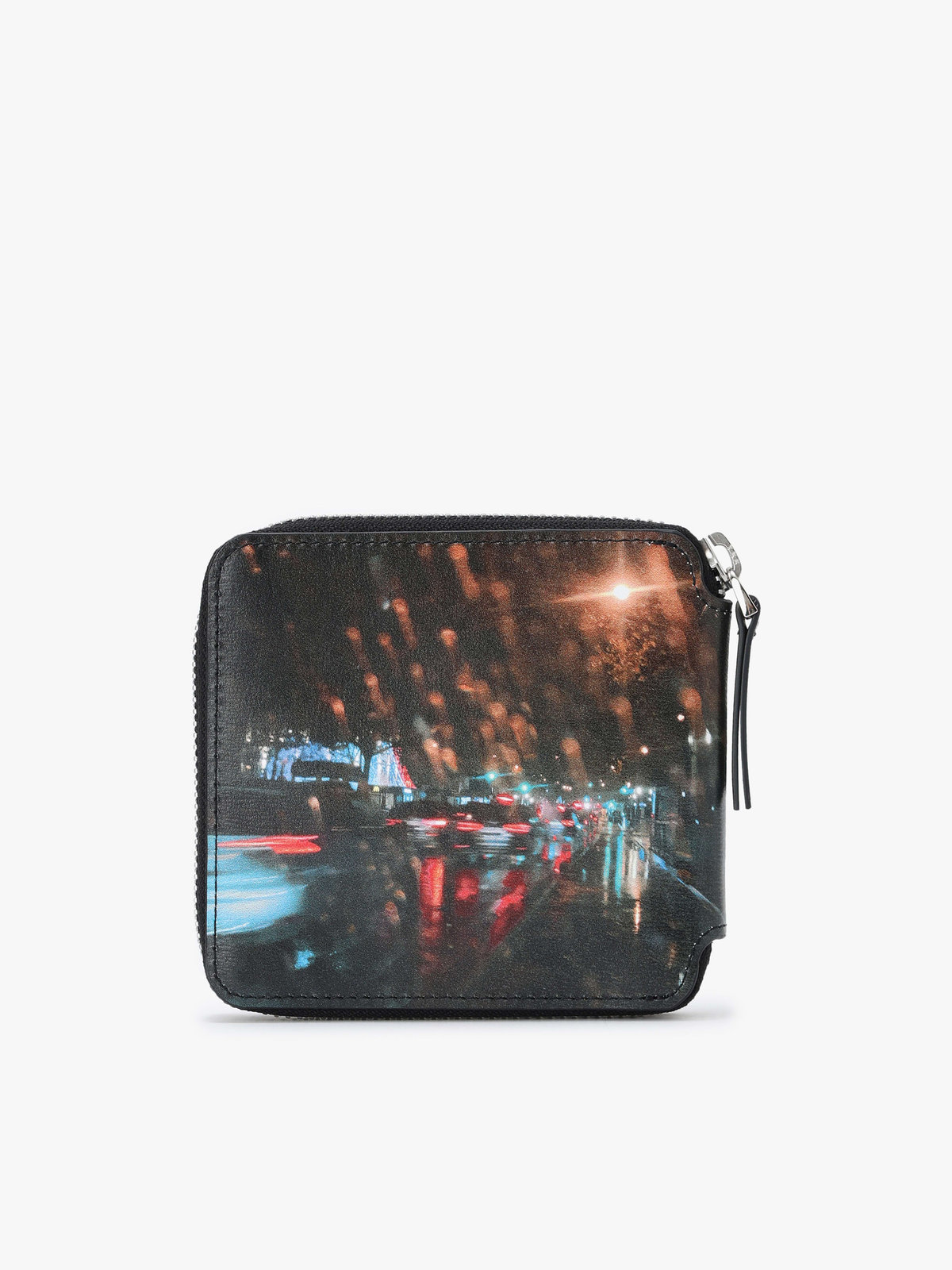 VOYAGE メンズ バッグ＆ウォレット 【Outlet】フォトプリント レザー ラウンドジップ 二つ折り  ウォレット ZAH04A-01 ブラック