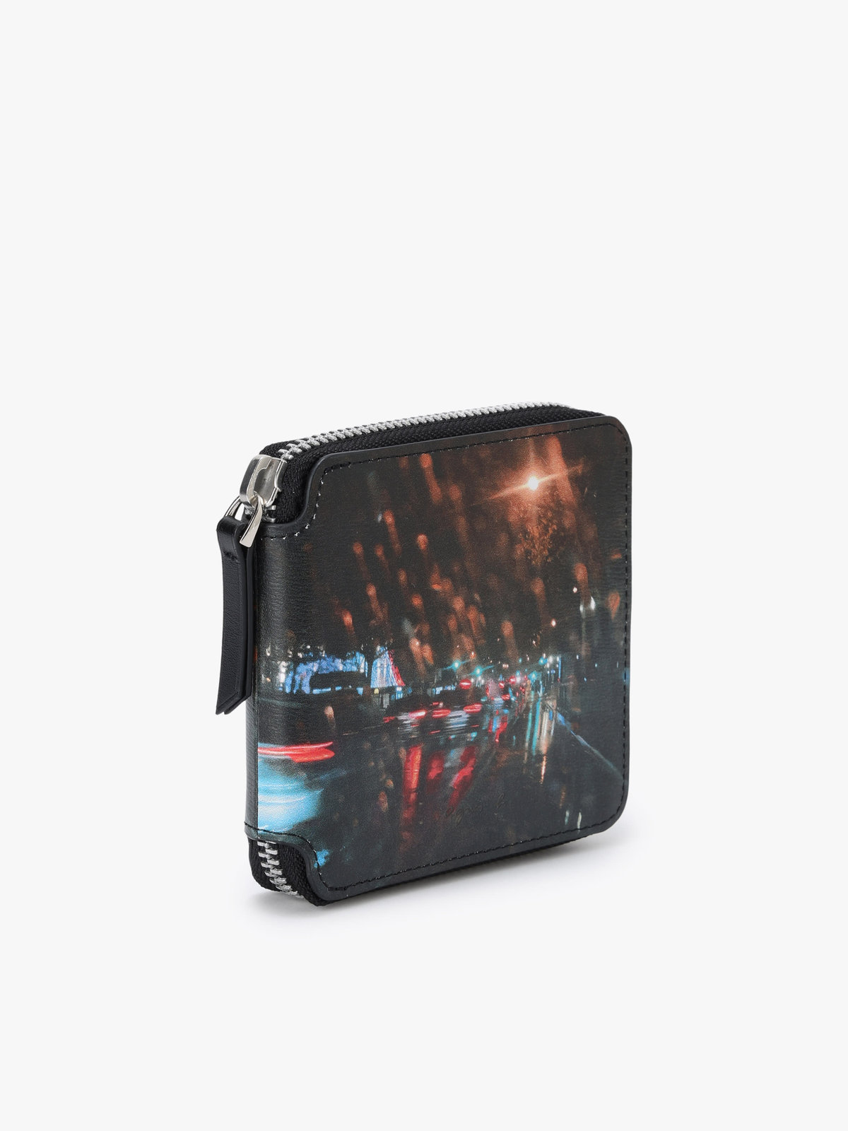 VOYAGE メンズ バッグ＆ウォレット 【Outlet】フォトプリント レザー ラウンドジップ 二つ折り  ウォレット ZAH04A-01 ブラック